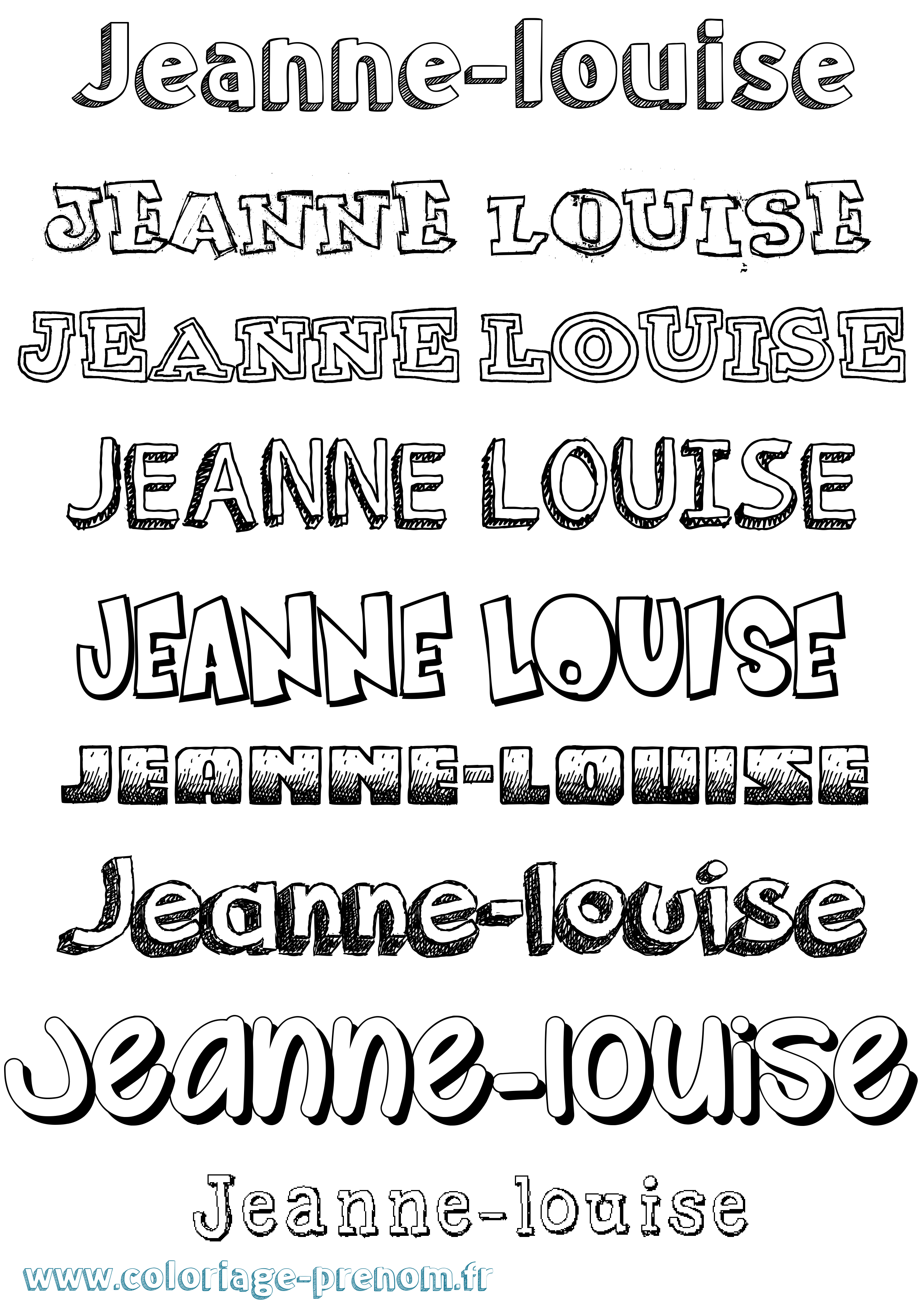 Coloriage Jeanne-Louise Dessiné Coloriage prénom Jeanne-Louise Dessiné