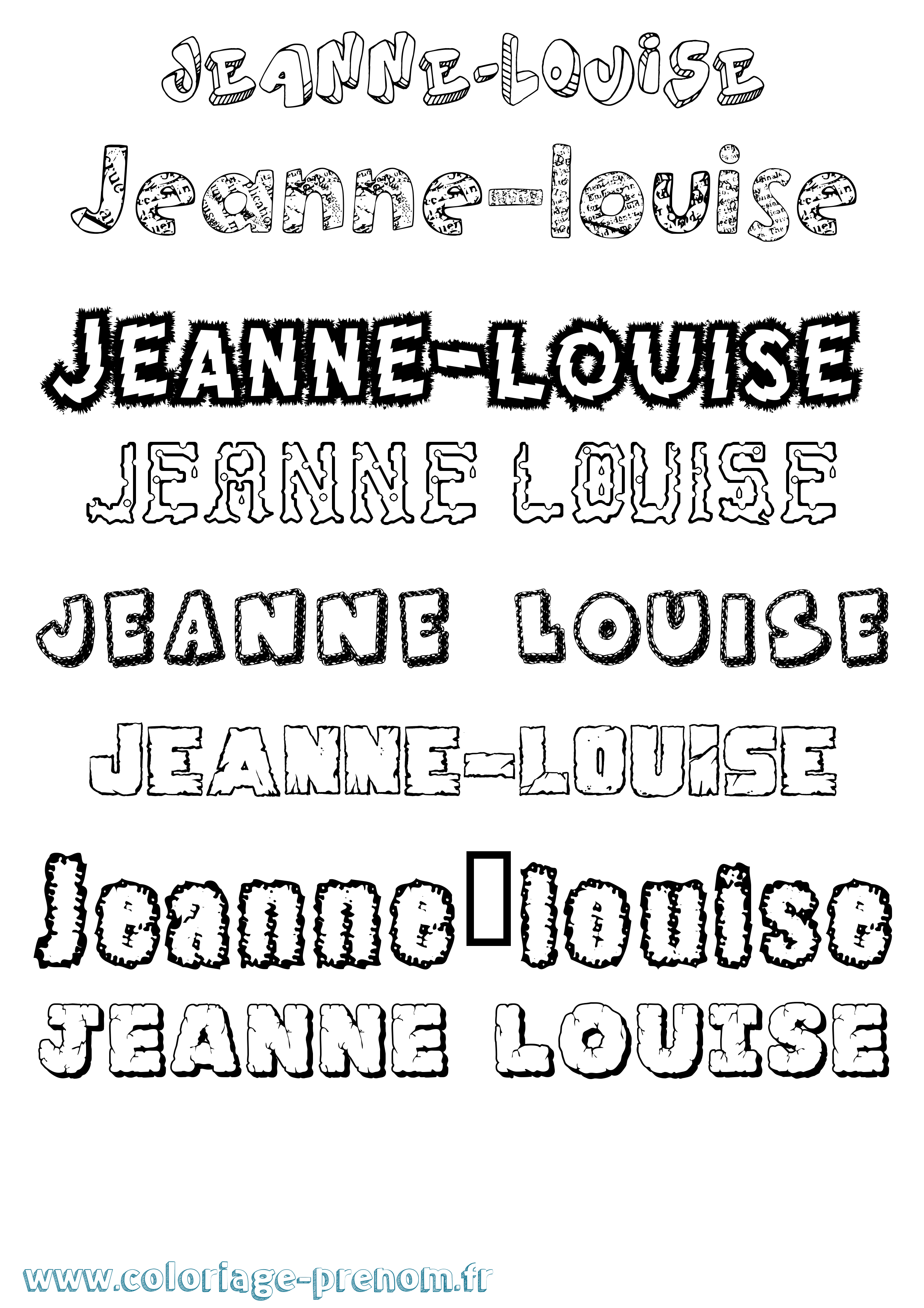 Coloriage Jeanne-Louise Destructuré Coloriage prénom Jeanne-Louise Destructuré