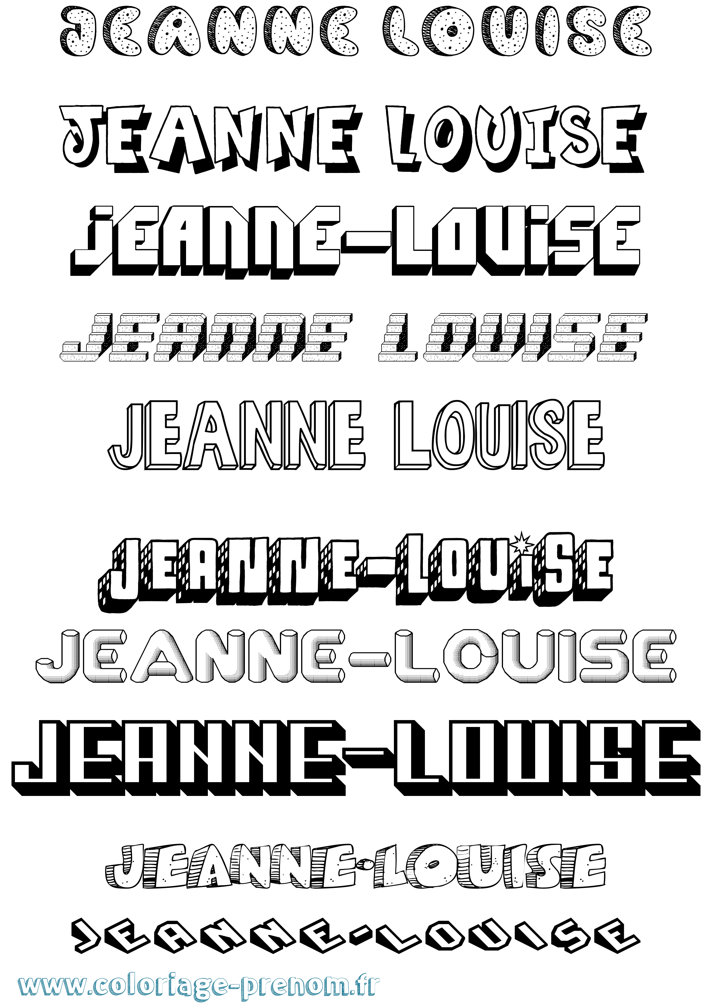 Coloriage Jeanne-Louise Effet 3D Coloriage prénom Jeanne-Louise Effet 3D