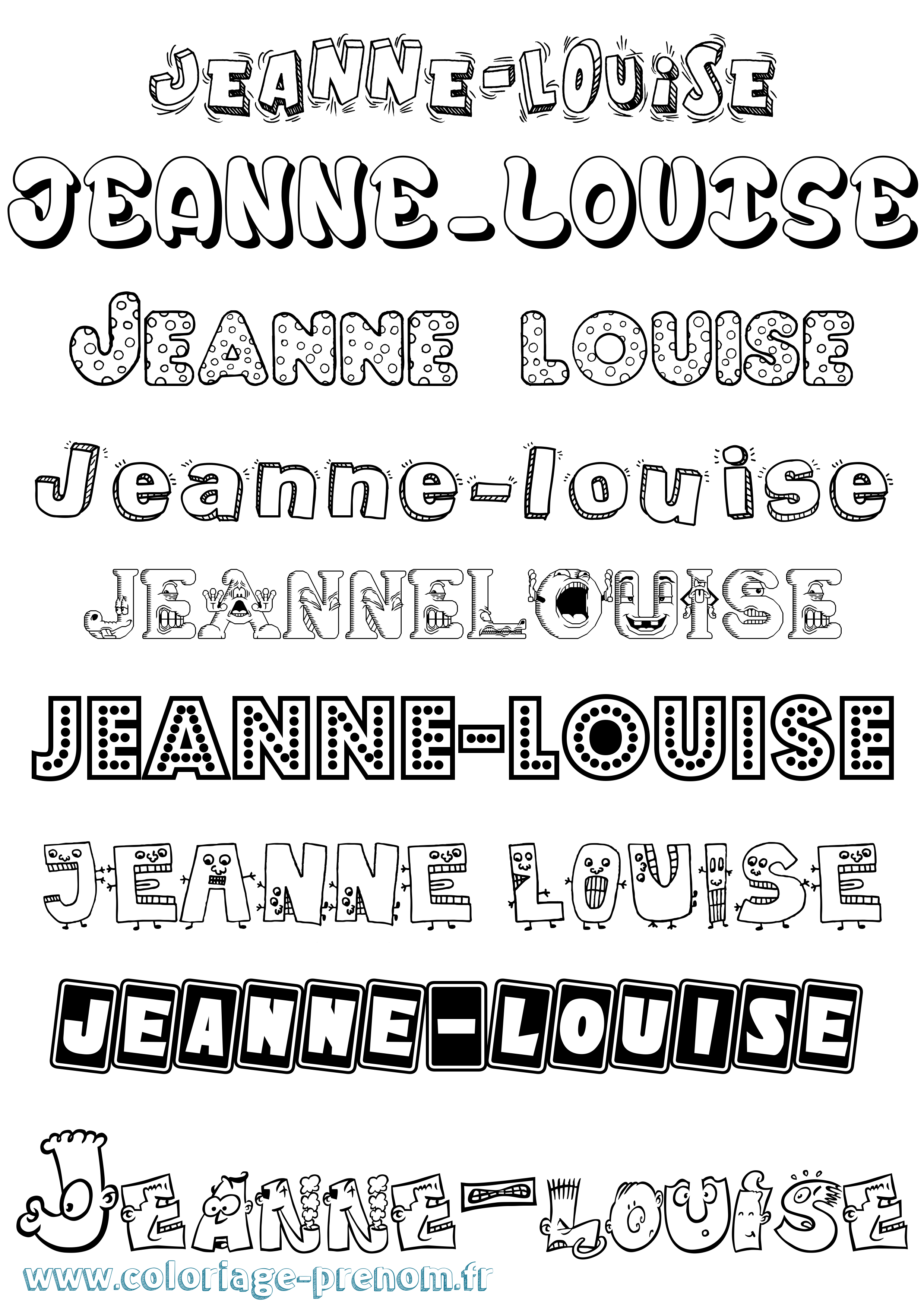 Coloriage Jeanne-Louise Fun Coloriage prénom Jeanne-Louise Fun