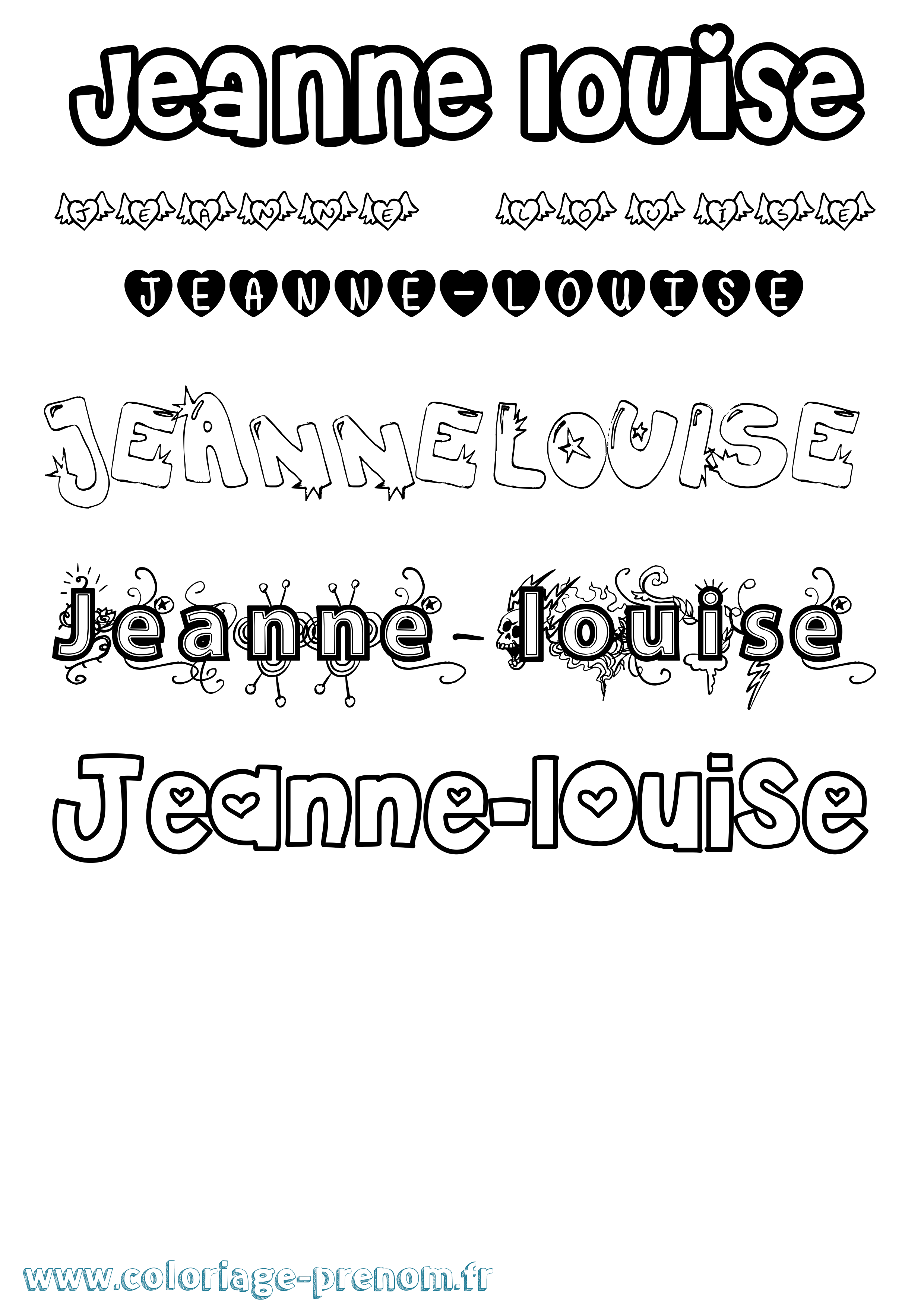 Coloriage Jeanne-Louise Girly Coloriage prénom Jeanne-Louise Girly