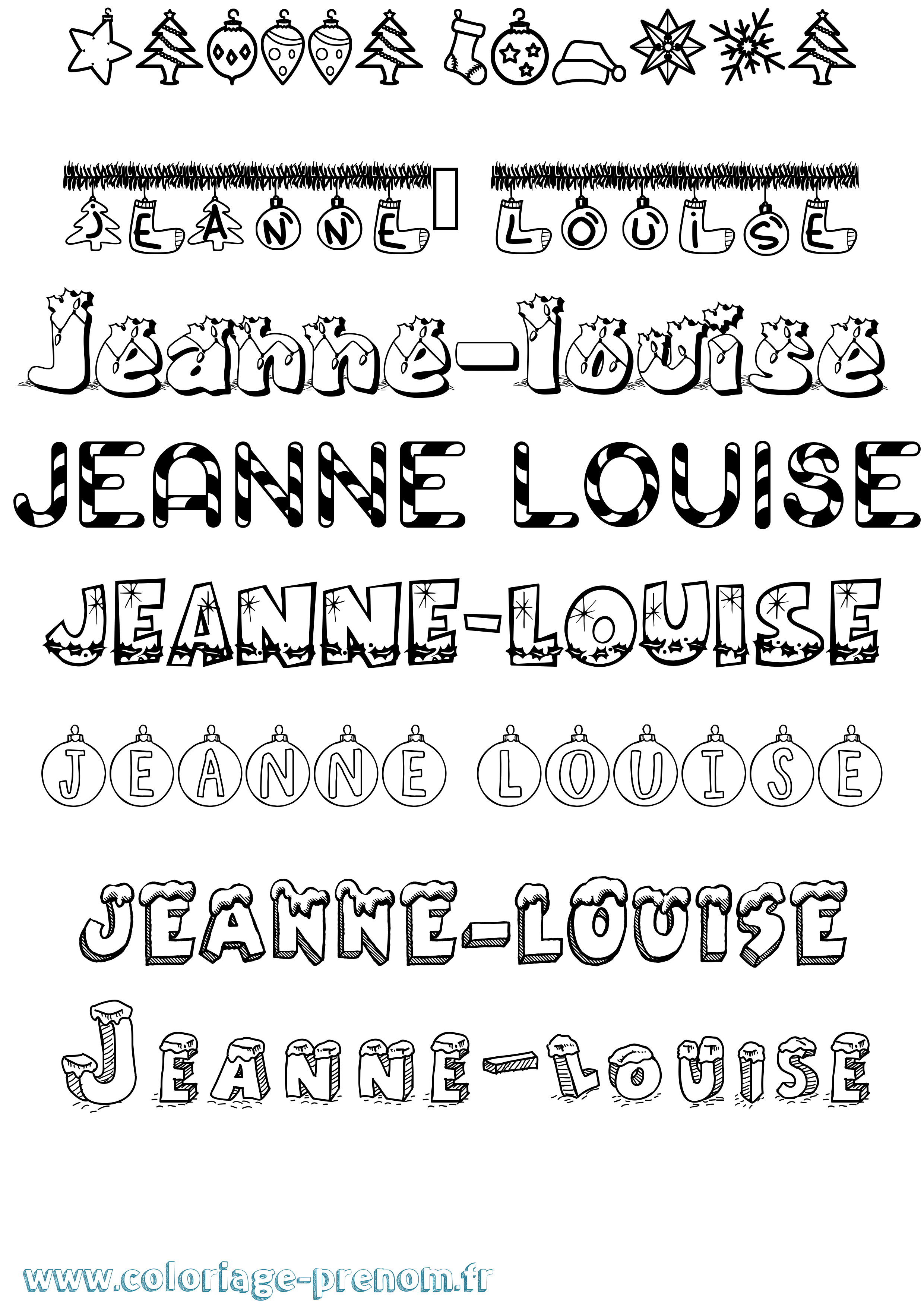 Coloriage Jeanne-Louise Noël Coloriage prénom Jeanne-Louise Noël
