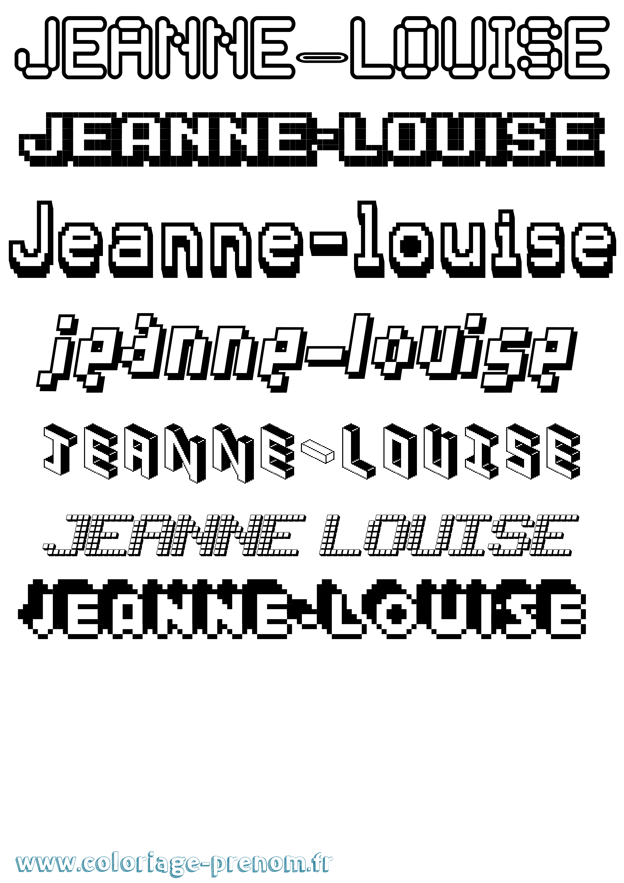 Coloriage Jeanne-Louise Pixel Coloriage prénom Jeanne-Louise Pixel