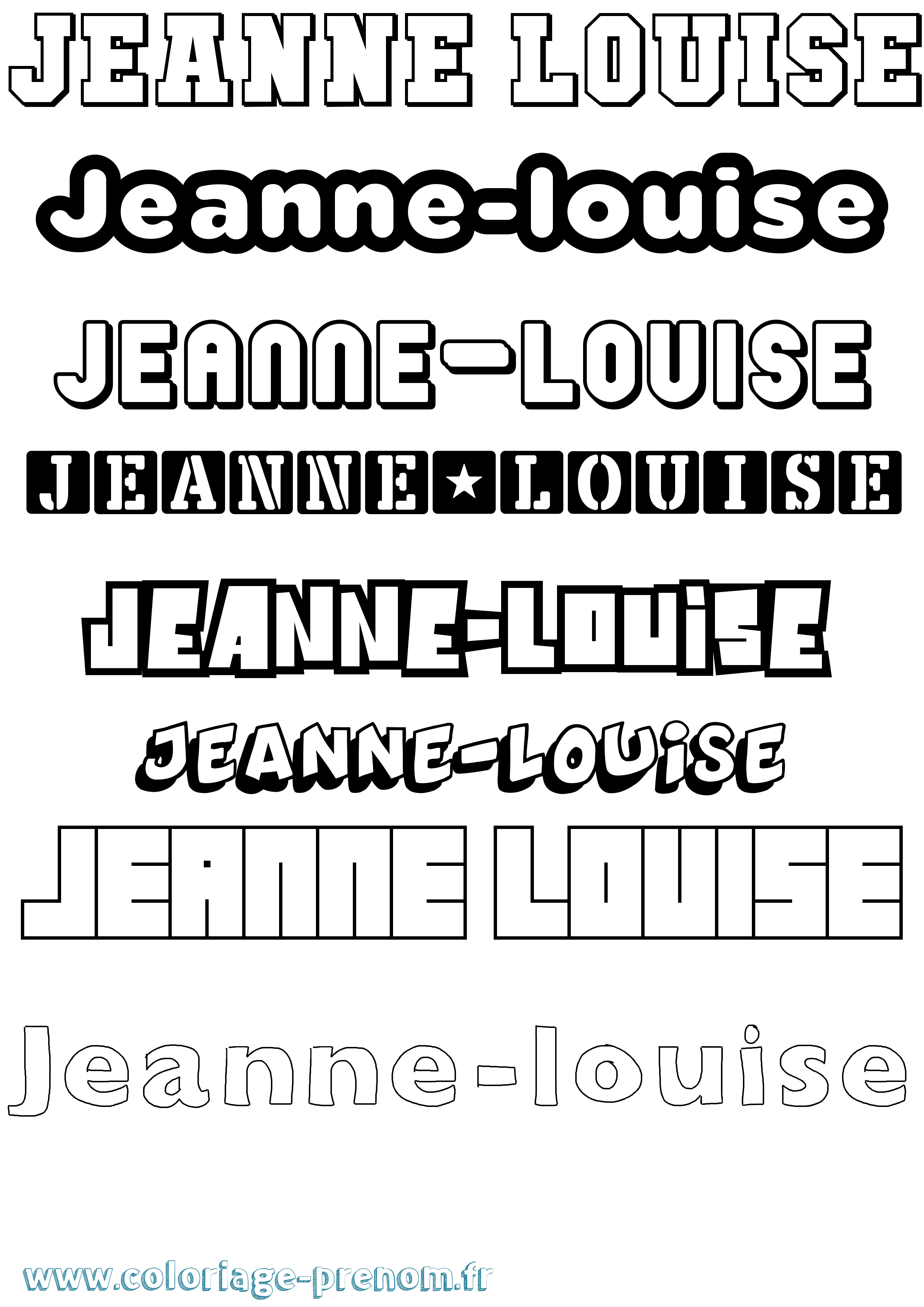 Coloriage Jeanne-Louise Simple Coloriage prénom Jeanne-Louise Simple