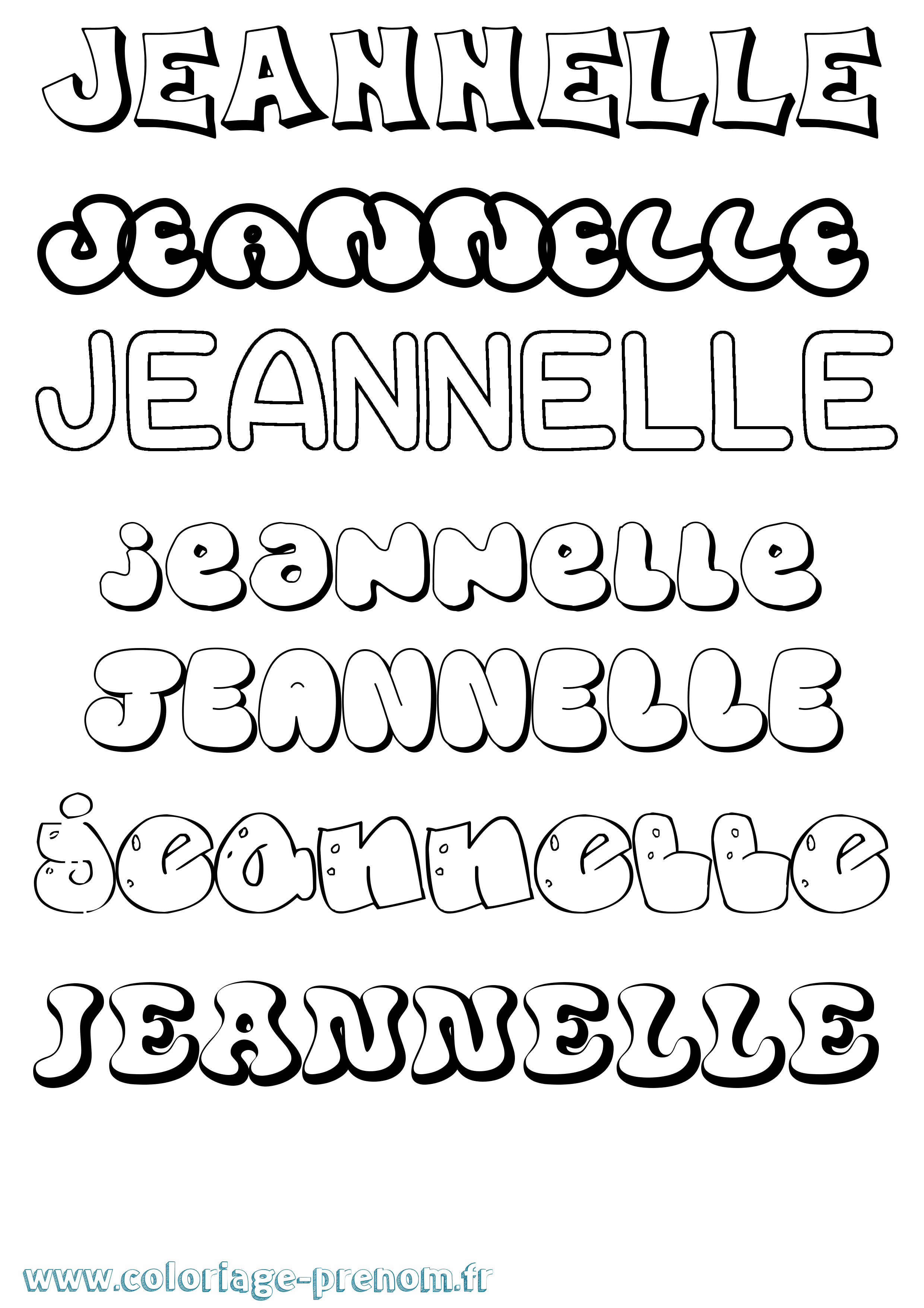 Coloriage Jeannelle Bubble Coloriage prénom Jeannelle Bubble