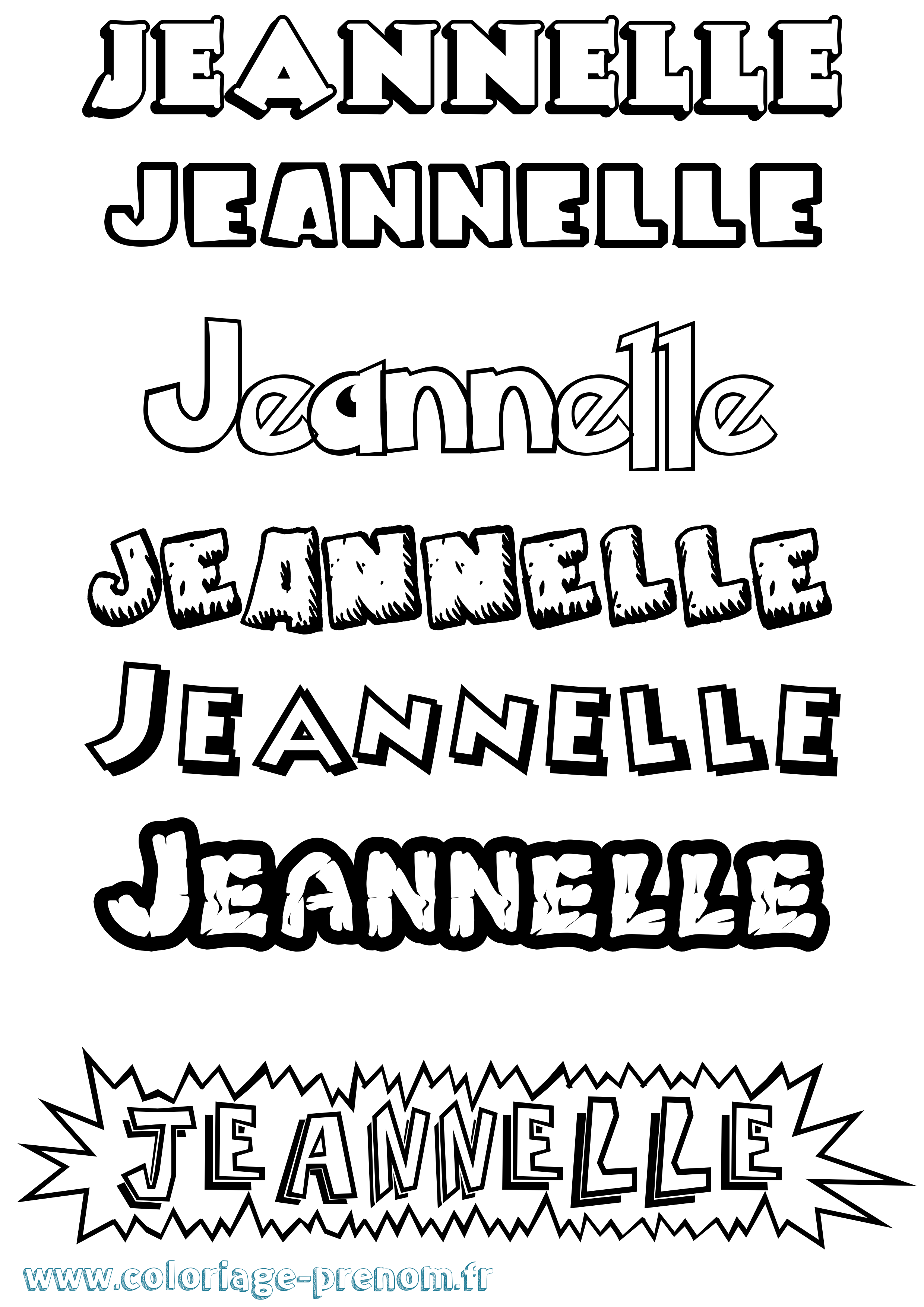 Coloriage Jeannelle Dessin Animé Coloriage prénom Jeannelle Dessin Animé