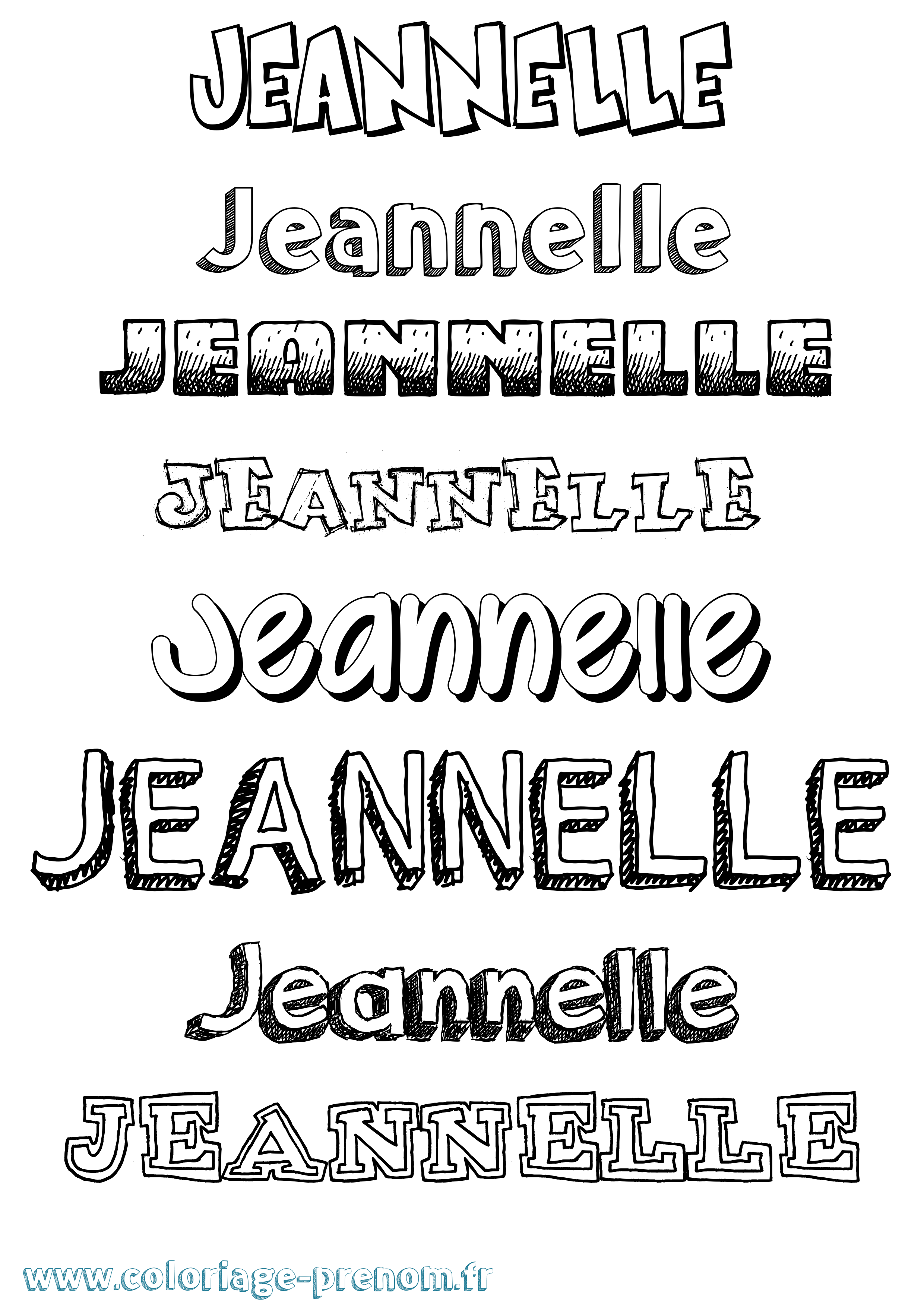 Coloriage Jeannelle Dessiné Coloriage prénom Jeannelle Dessiné
