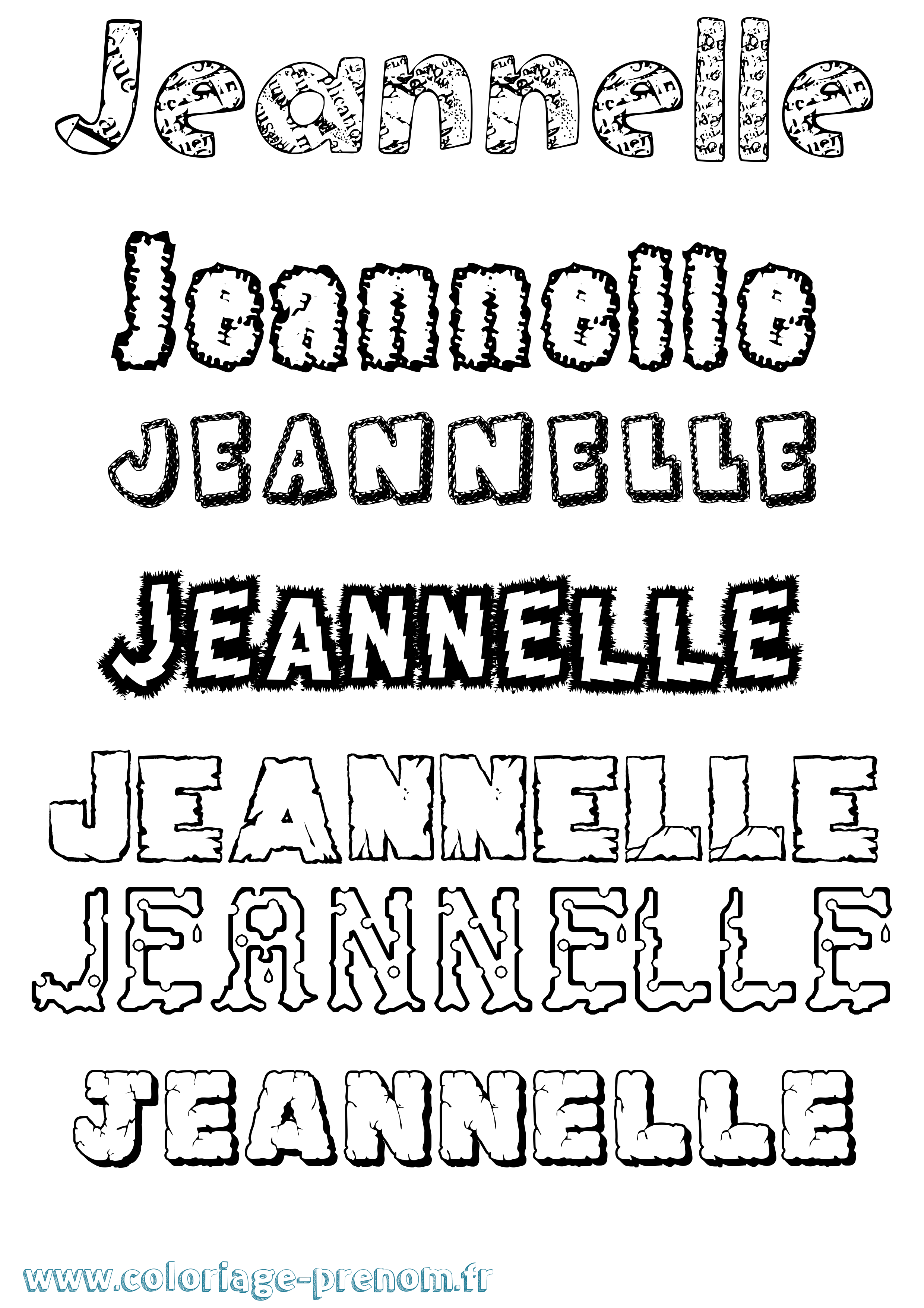 Coloriage Jeannelle Destructuré Coloriage prénom Jeannelle Destructuré
