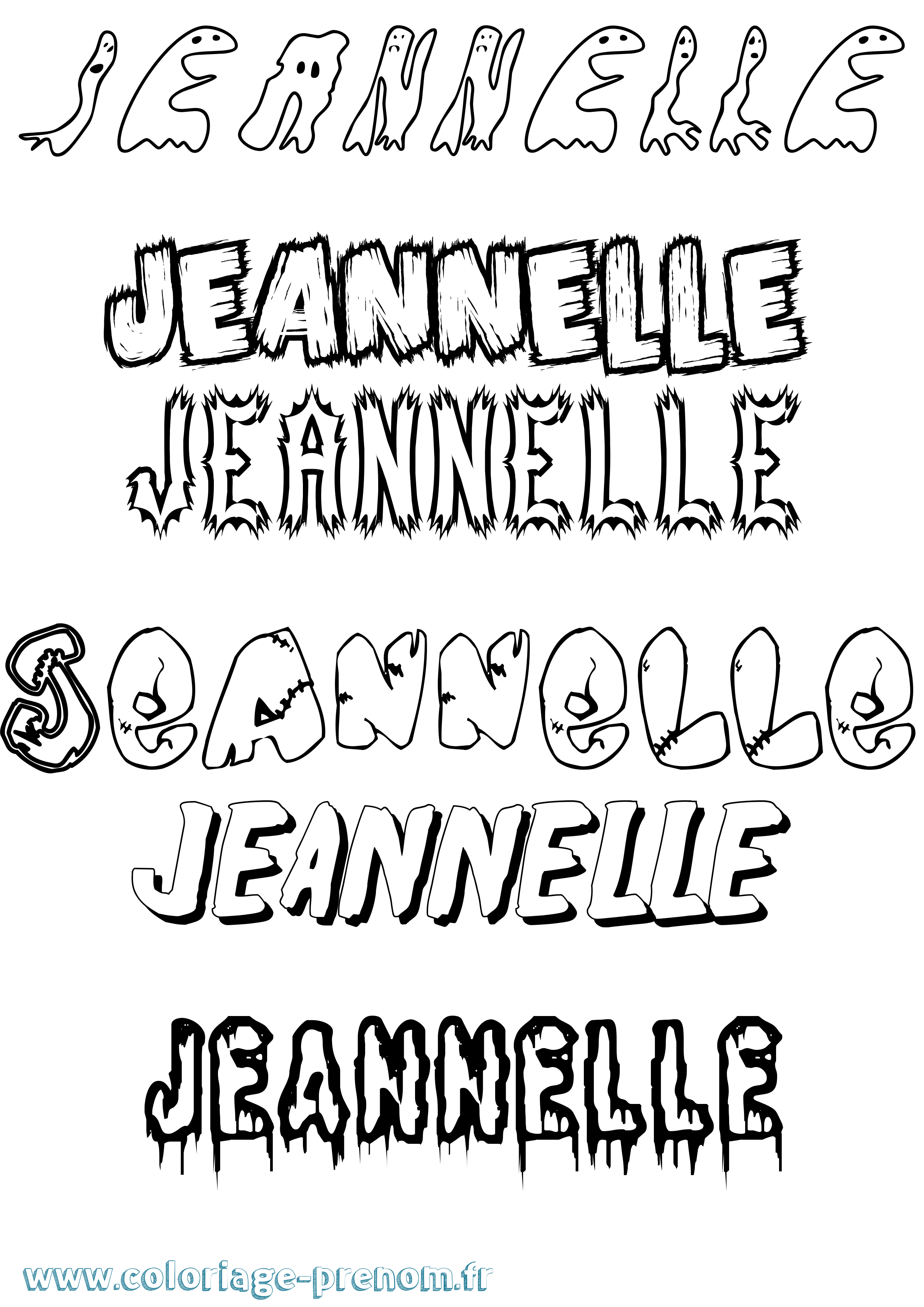 Coloriage Jeannelle Frisson Coloriage prénom Jeannelle Frisson