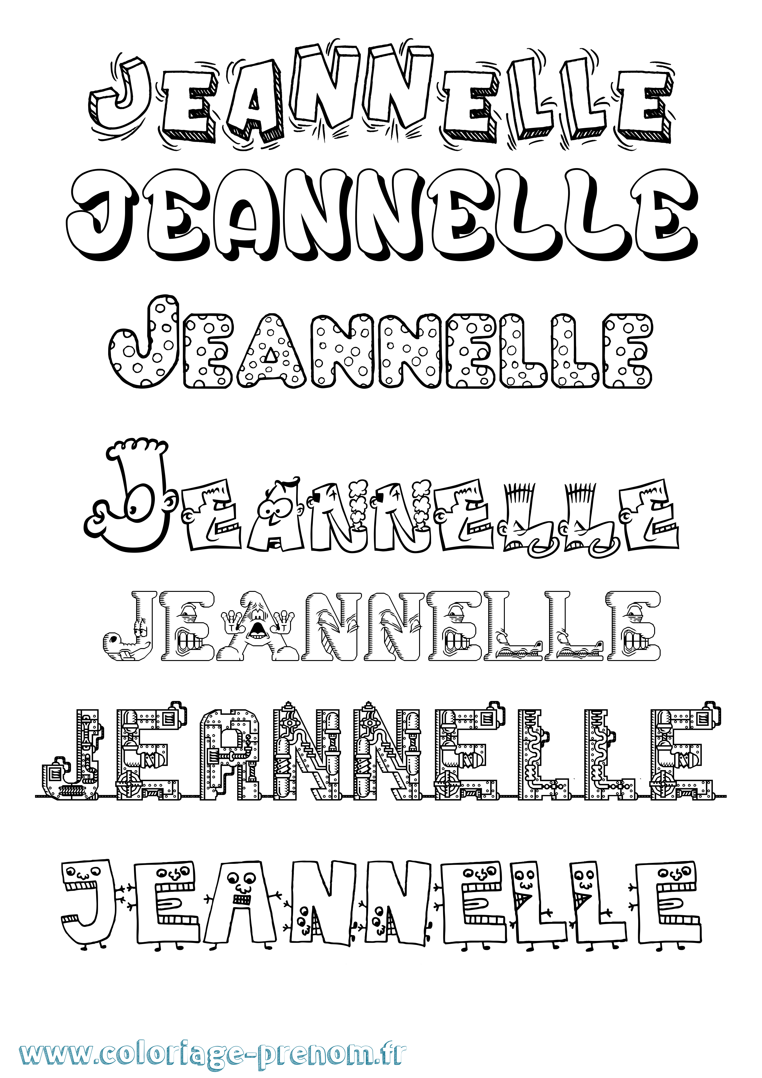Coloriage Jeannelle Fun Coloriage prénom Jeannelle Fun