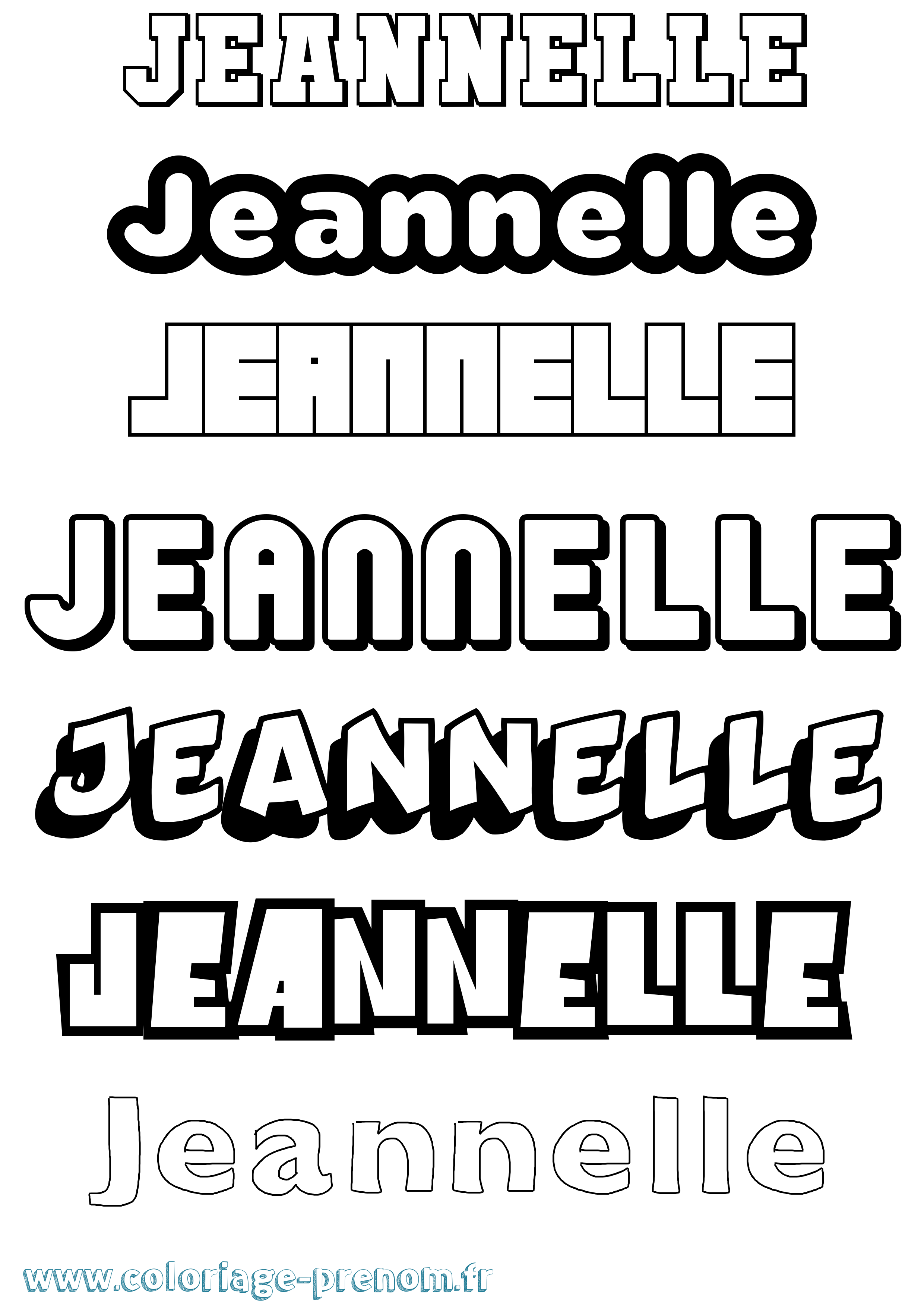 Coloriage Jeannelle Simple Coloriage prénom Jeannelle Simple