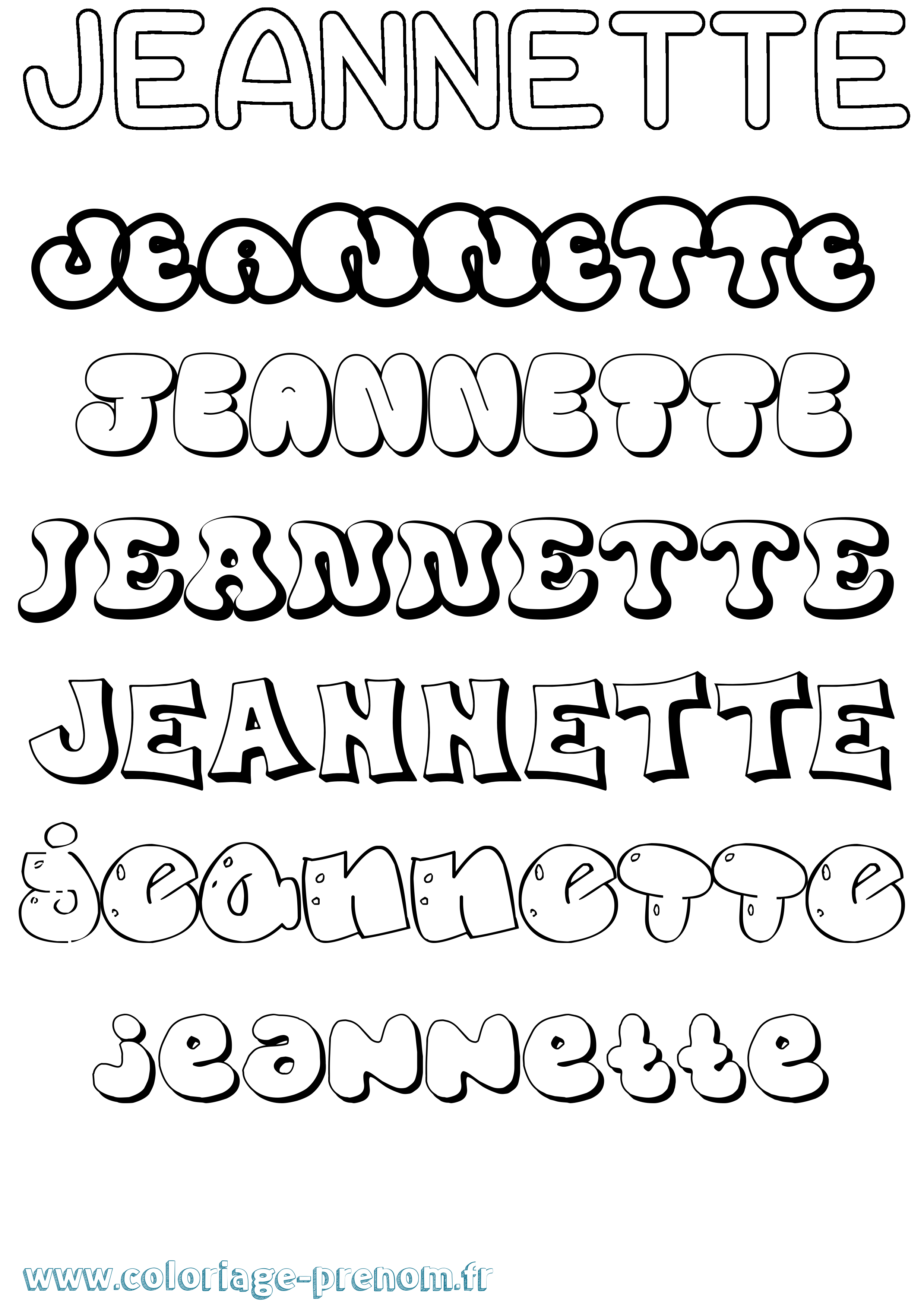 Coloriage Jeannette Bubble Coloriage prénom Jeannette Bubble