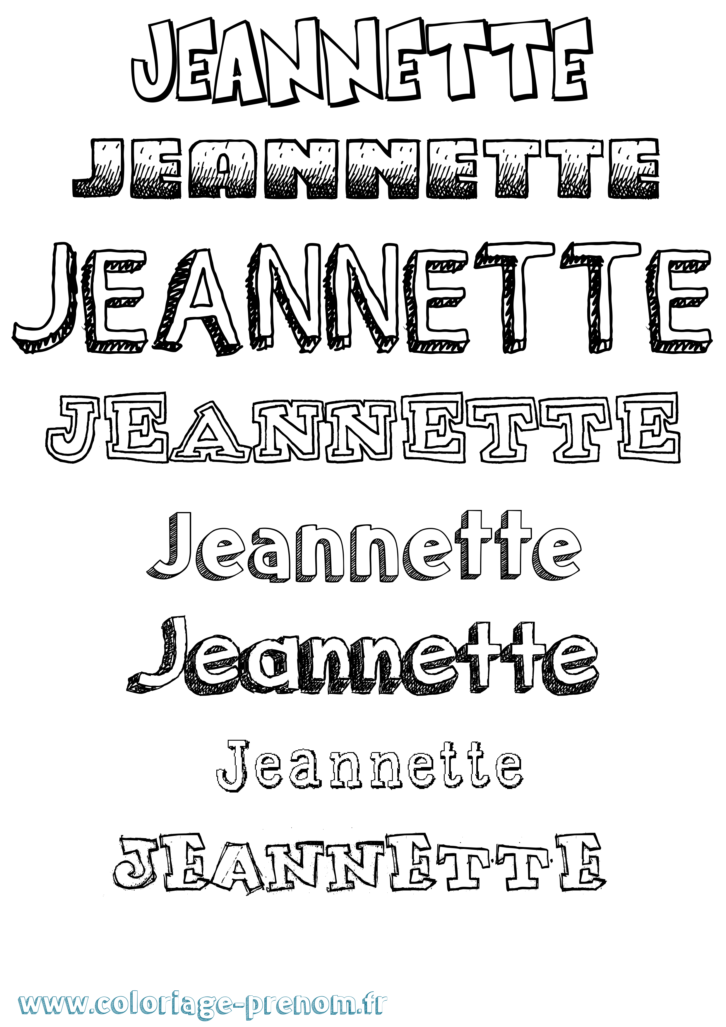 Coloriage Jeannette Dessiné Coloriage prénom Jeannette Dessiné