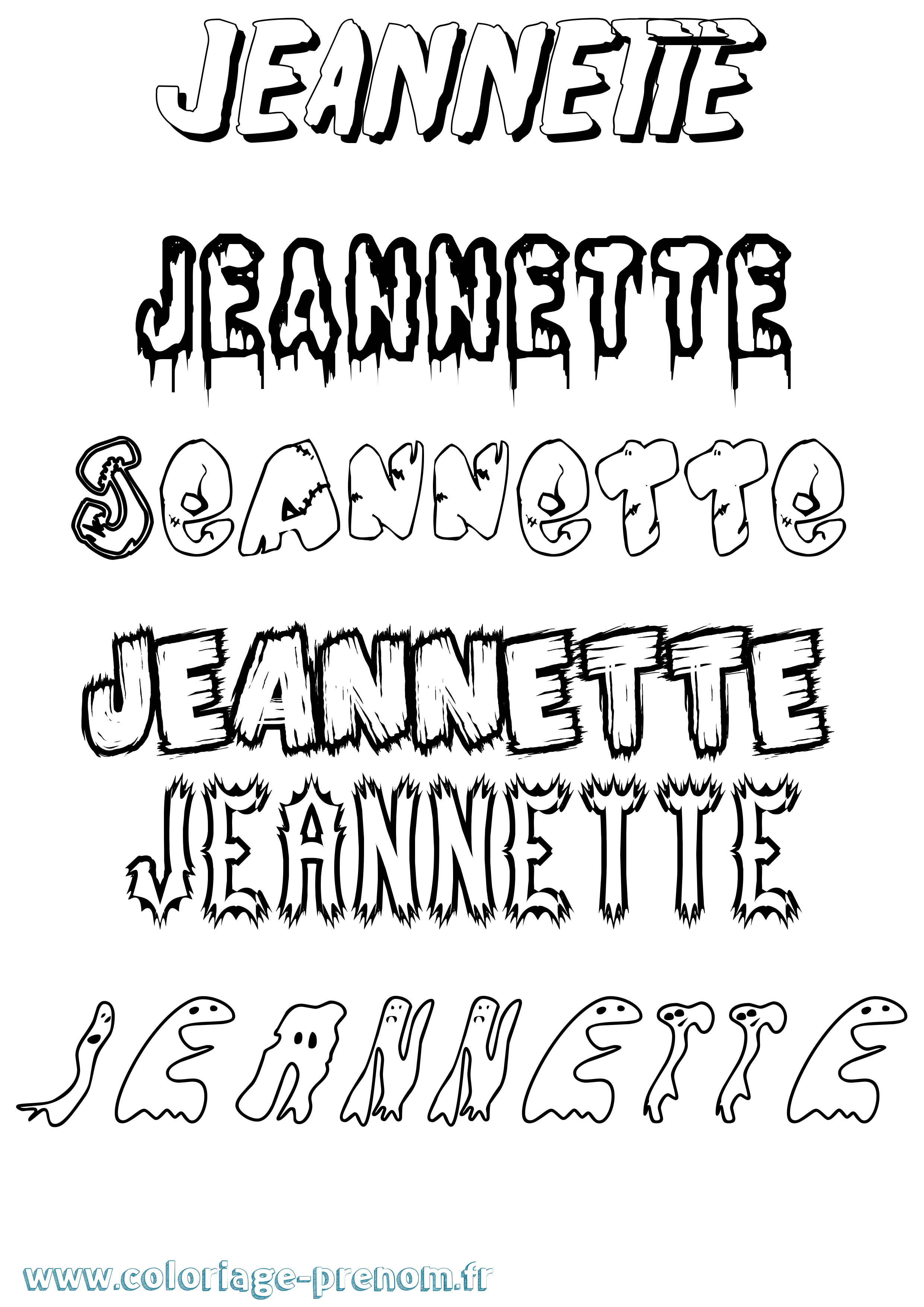Coloriage Jeannette Frisson Coloriage prénom Jeannette Frisson
