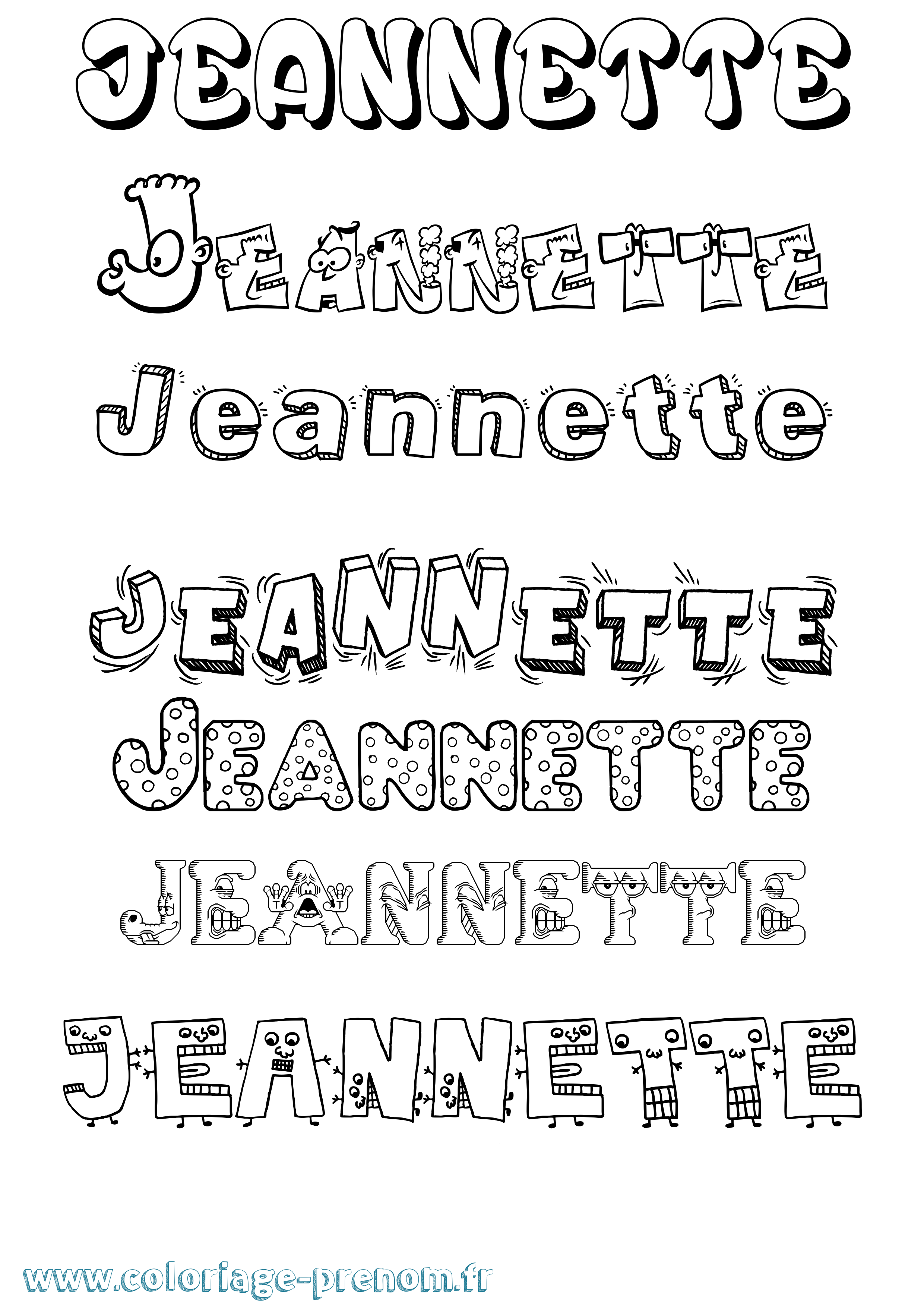 Coloriage Jeannette Fun Coloriage prénom Jeannette Fun