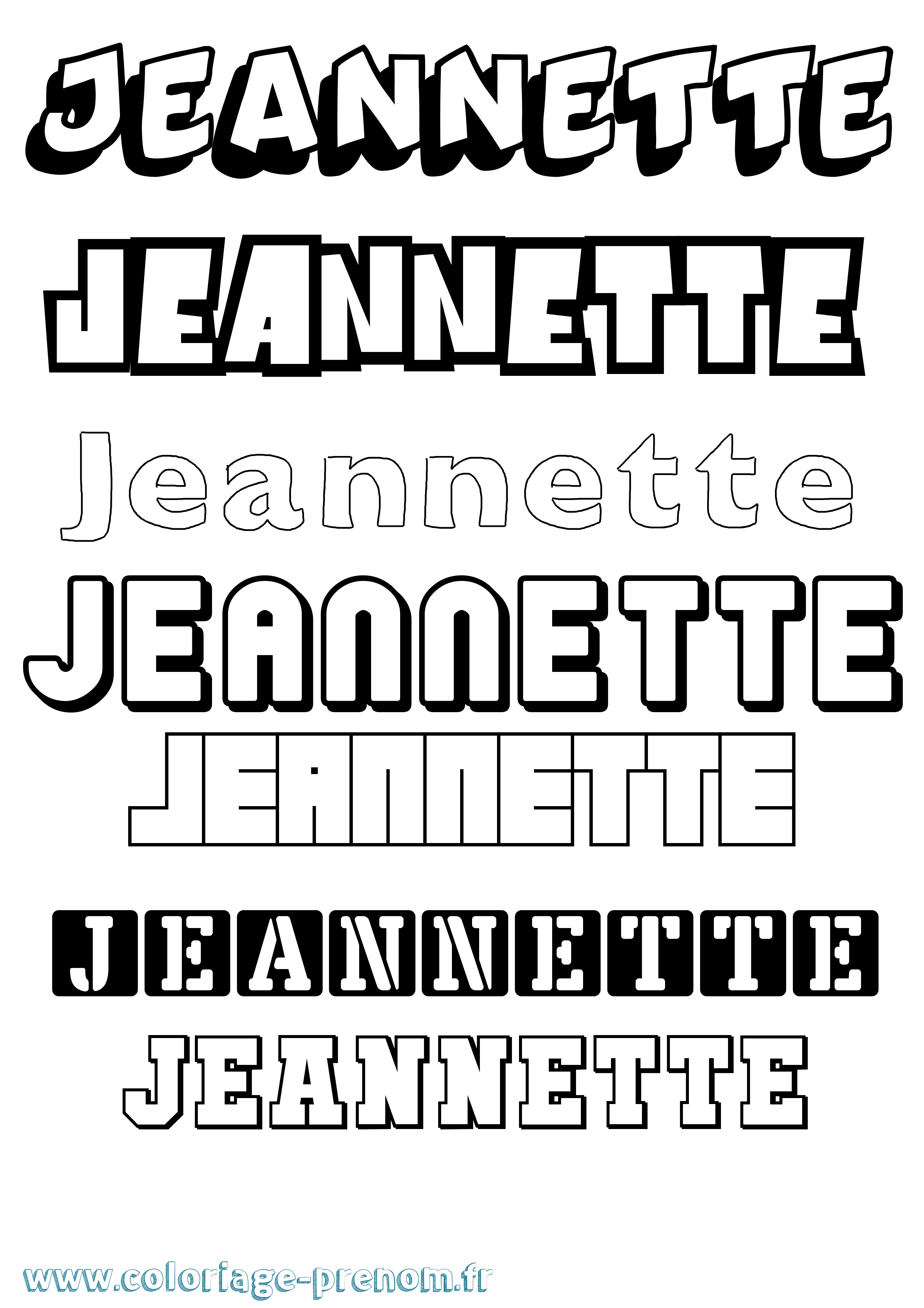 Coloriage Jeannette Simple Coloriage prénom Jeannette Simple
