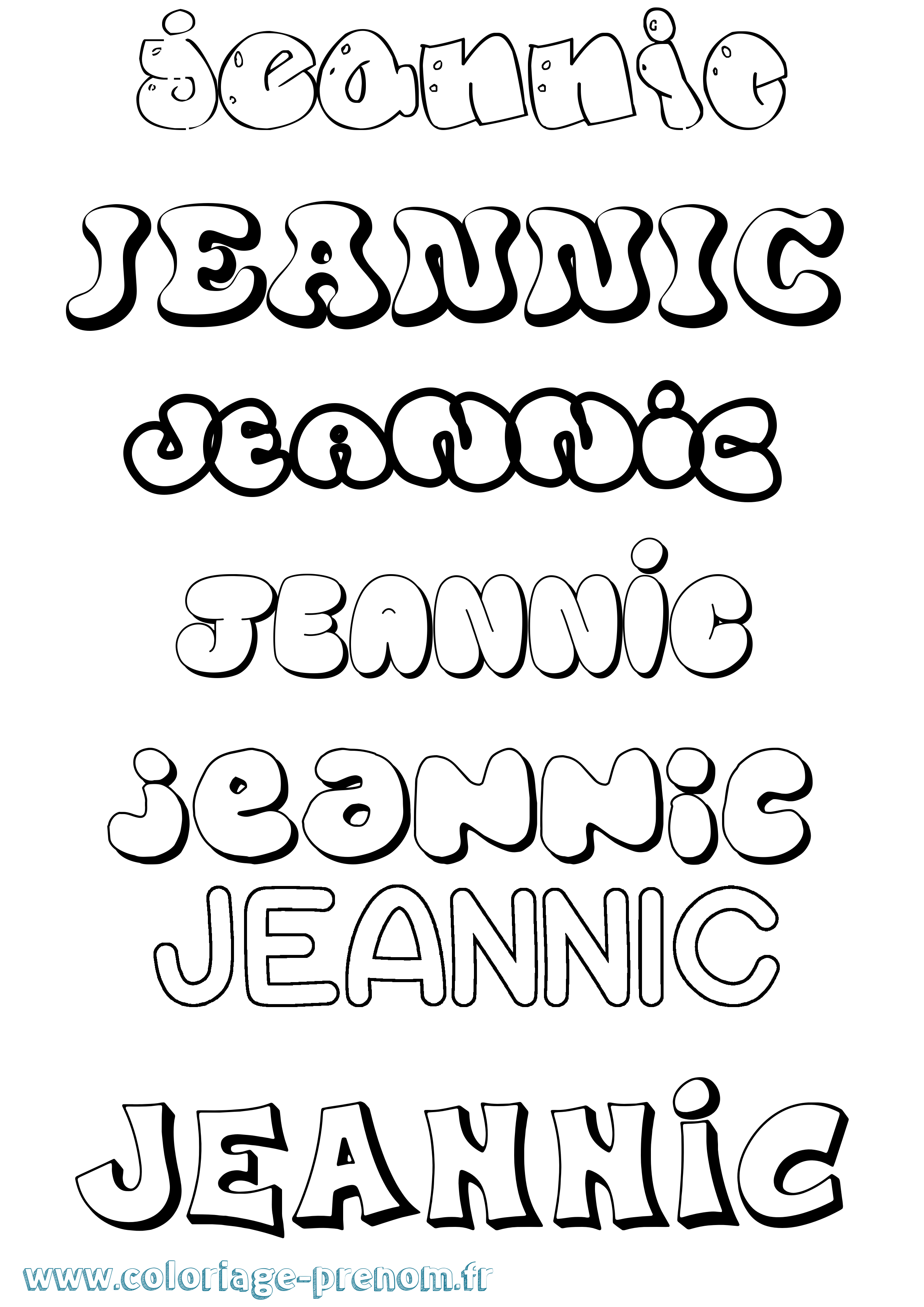 Coloriage Jeannic Bubble Coloriage prénom Jeannic Bubble