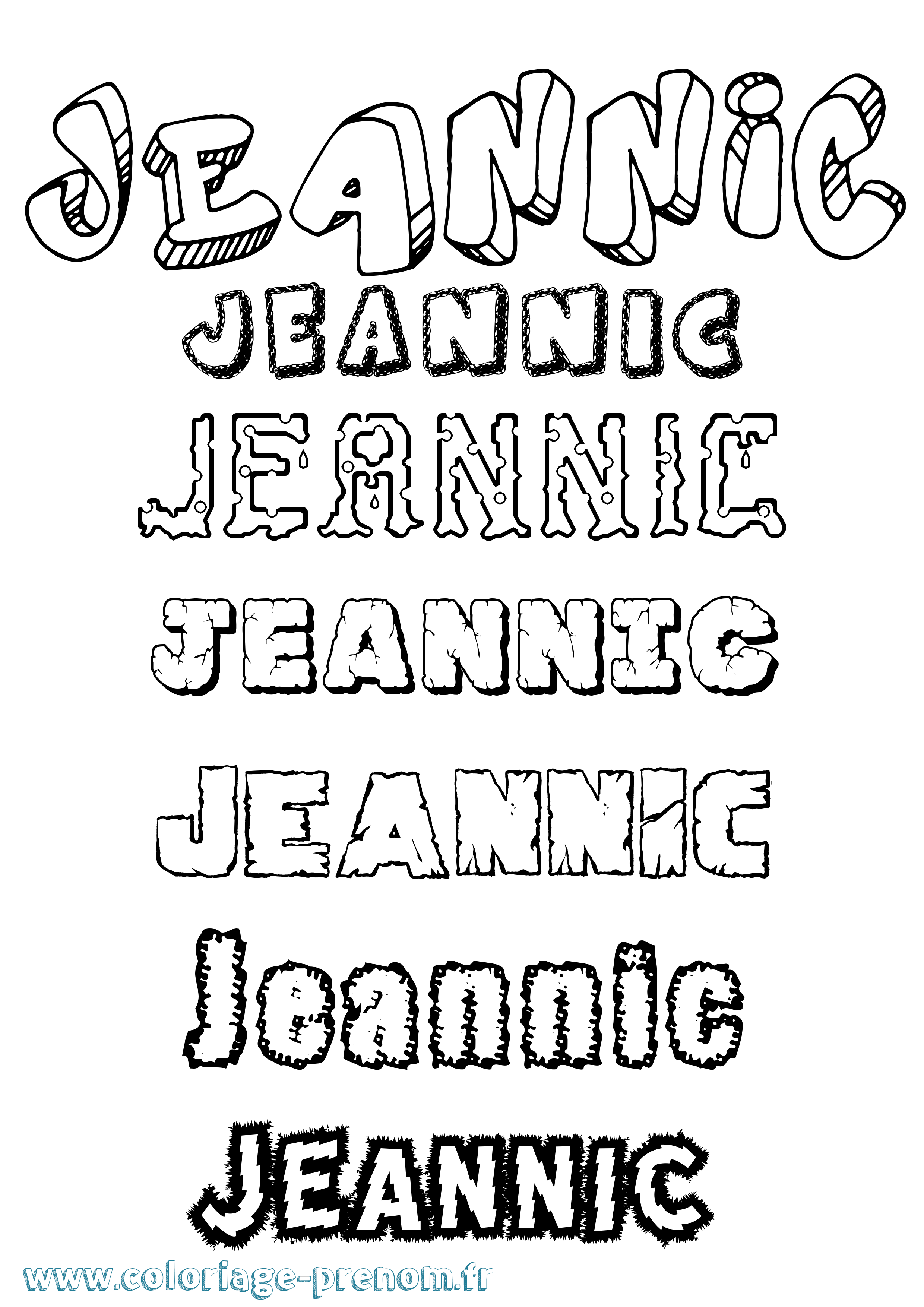 Coloriage Jeannic Destructuré Coloriage prénom Jeannic Destructuré