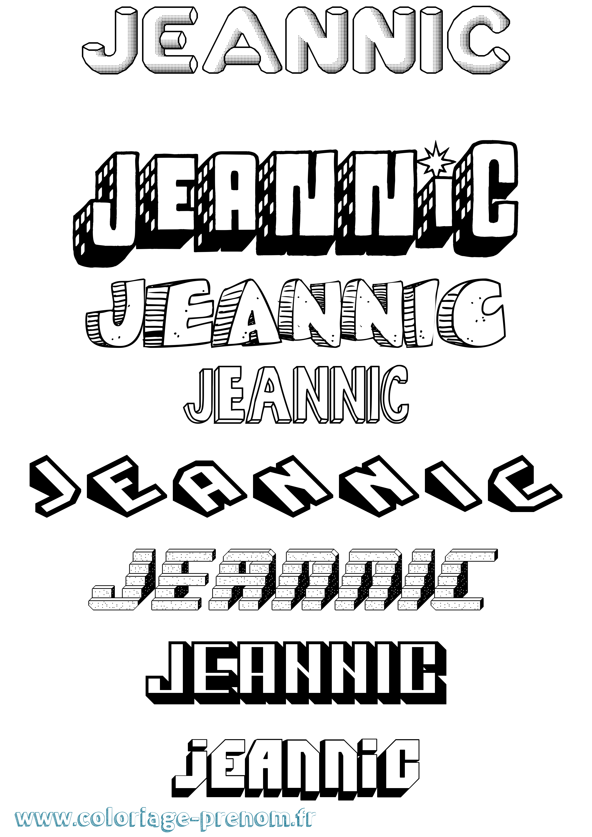 Coloriage Jeannic Effet 3D Coloriage prénom Jeannic Effet 3D