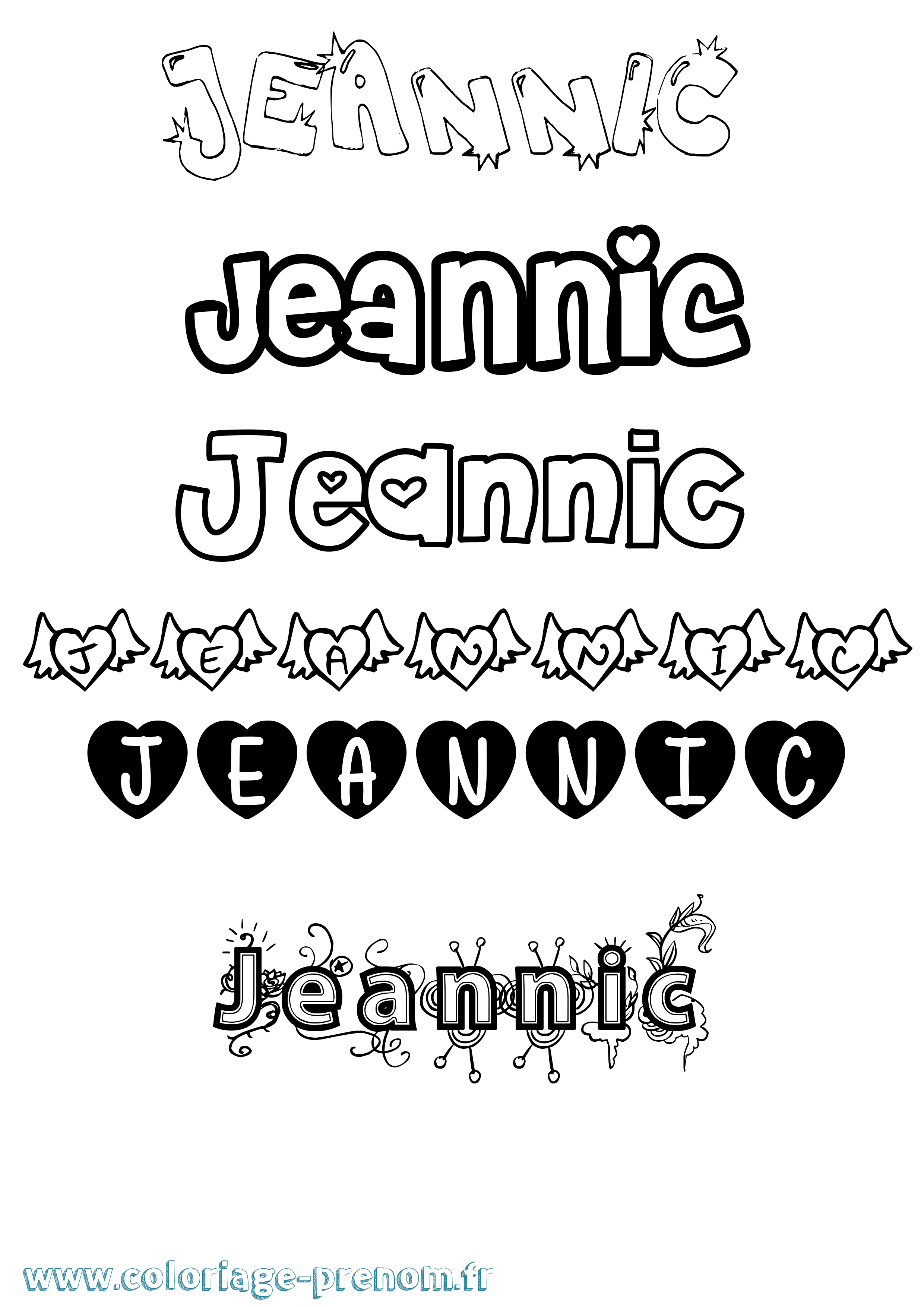 Coloriage Jeannic Girly Coloriage prénom Jeannic Girly