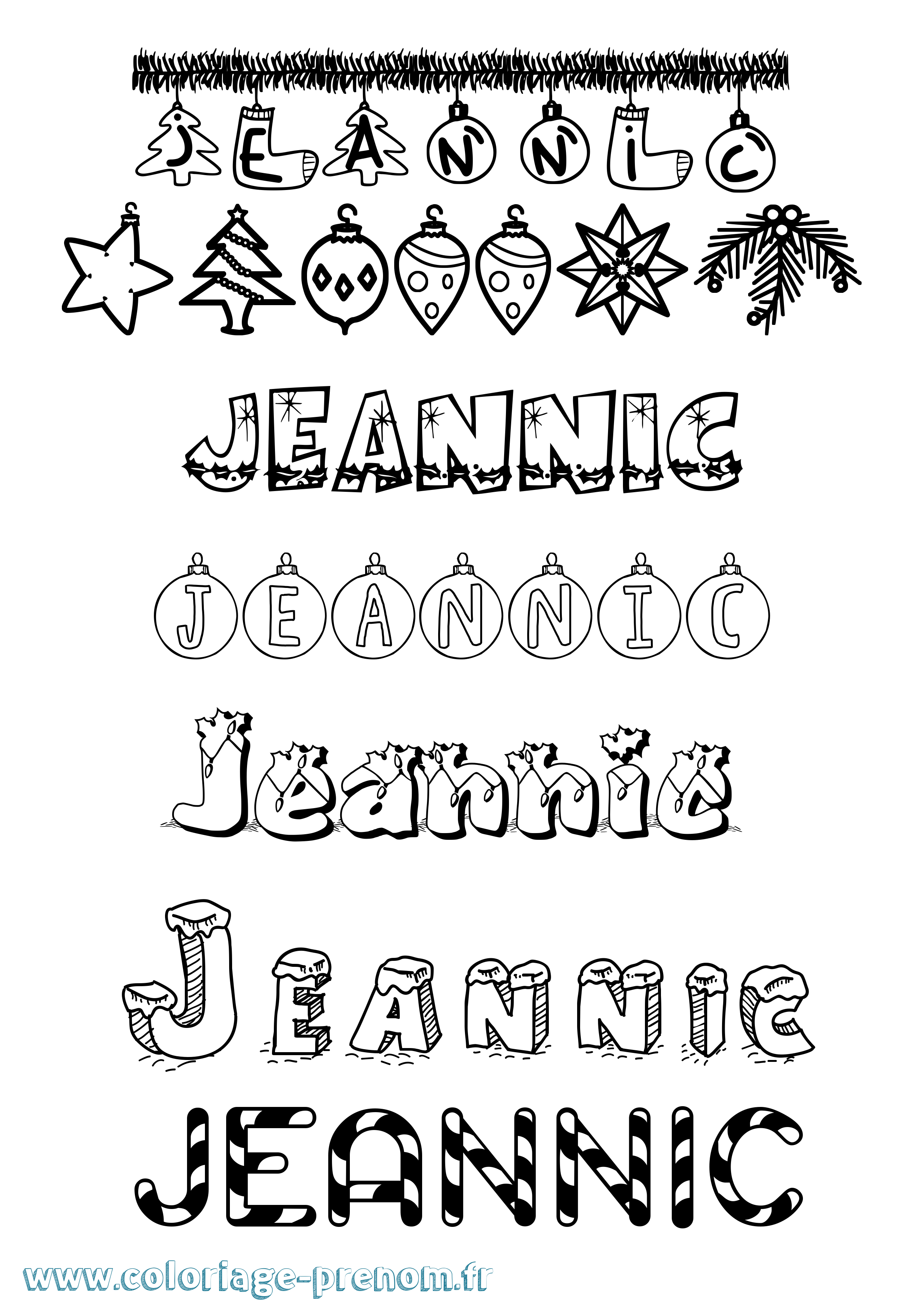 Coloriage Jeannic Noël Coloriage prénom Jeannic Noël