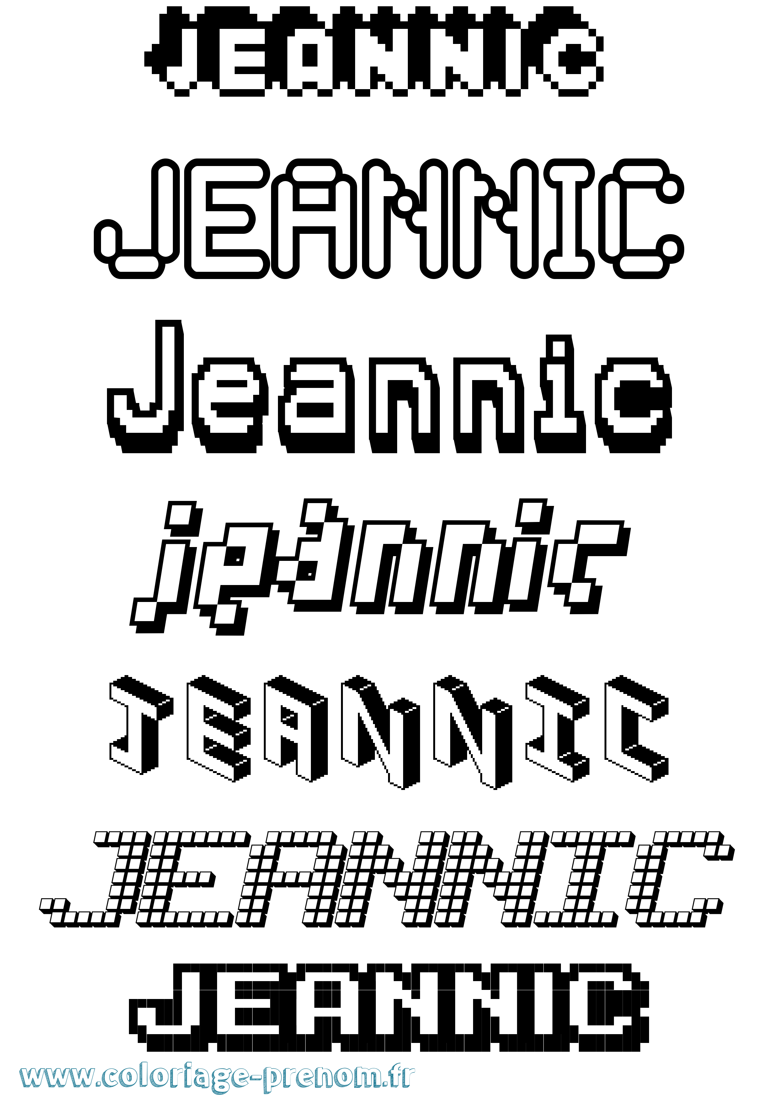 Coloriage Jeannic Pixel Coloriage prénom Jeannic Pixel