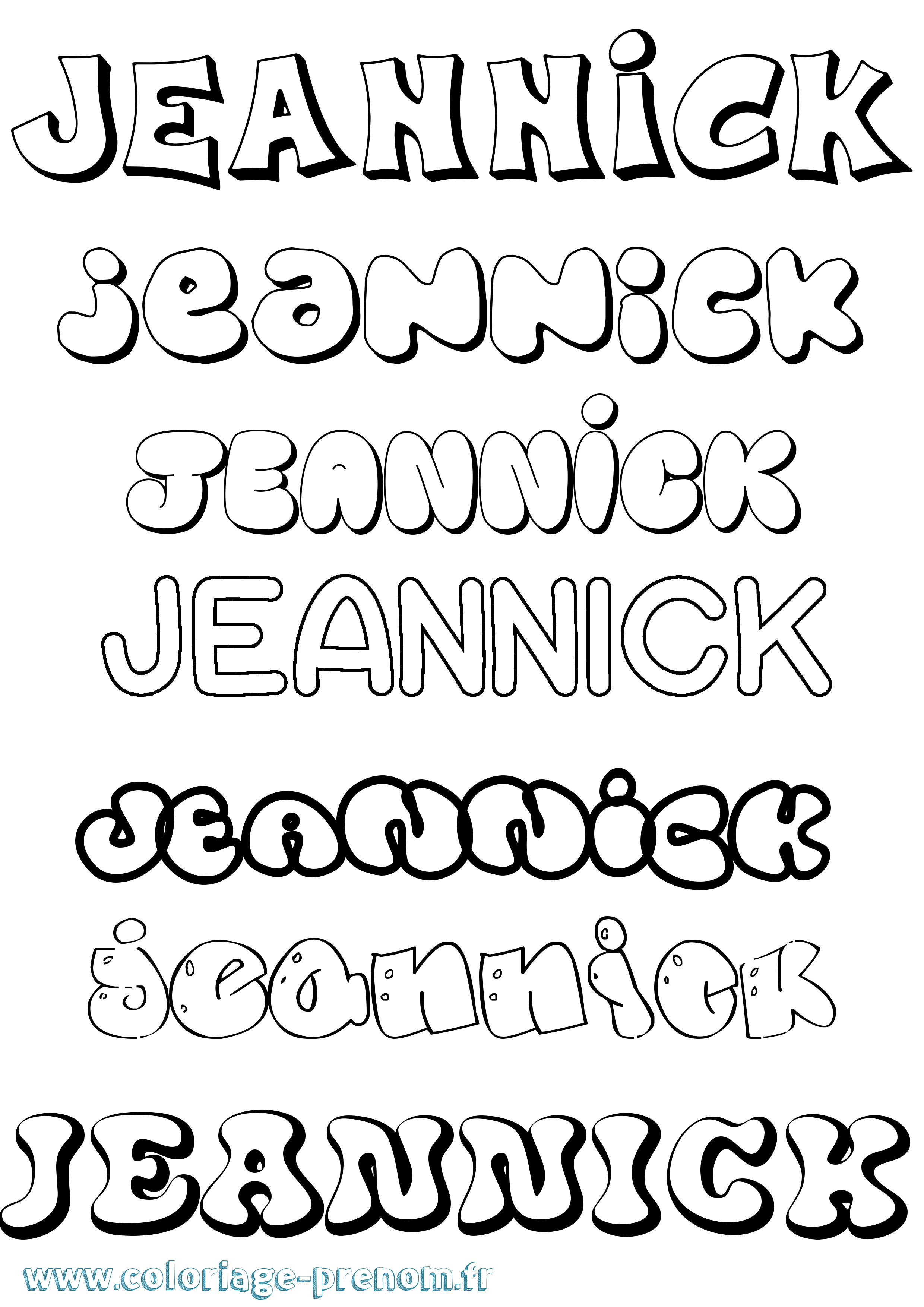 Coloriage Jeannick Bubble Coloriage prénom Jeannick Bubble