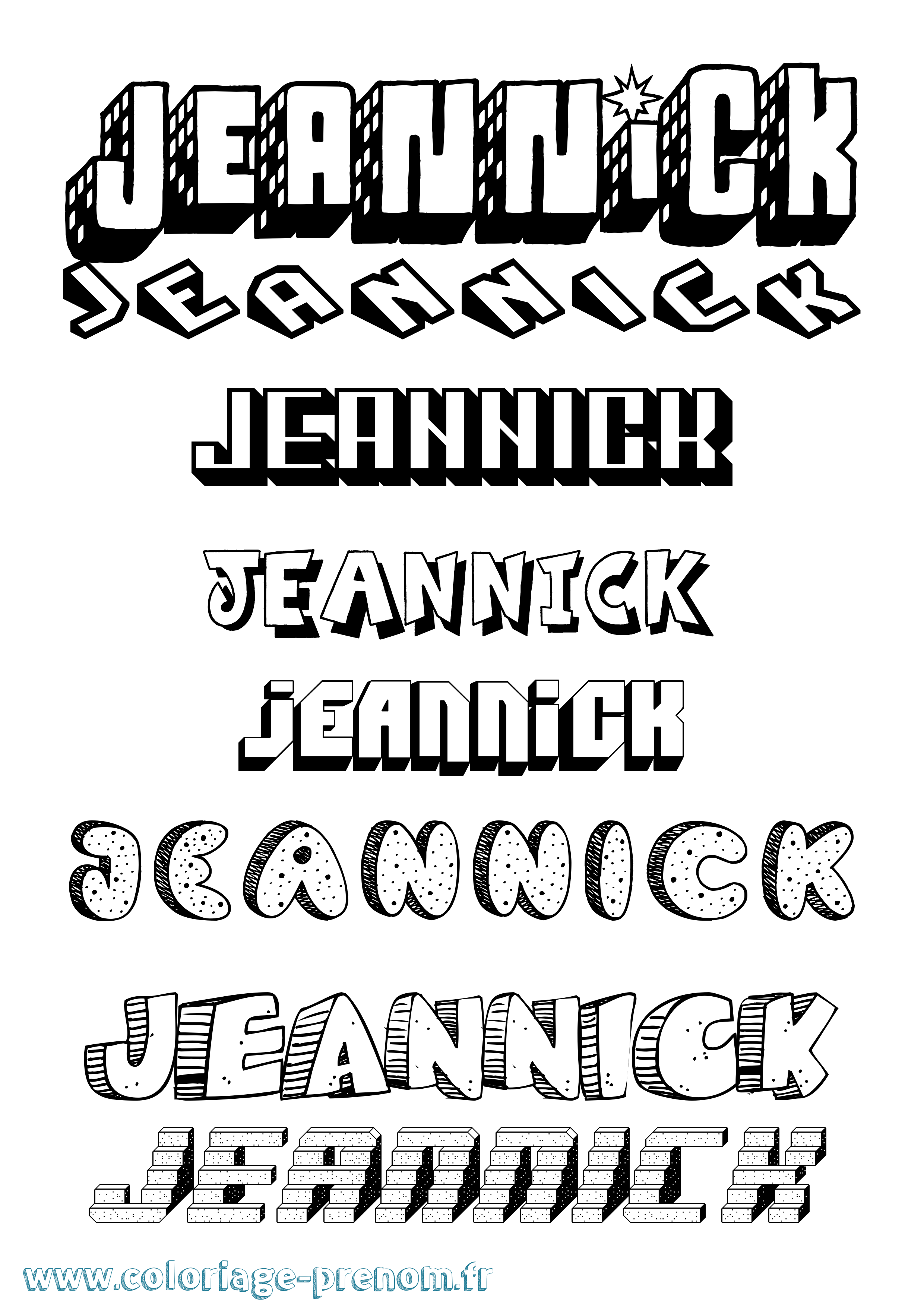 Coloriage Jeannick Effet 3D Coloriage prénom Jeannick Effet 3D