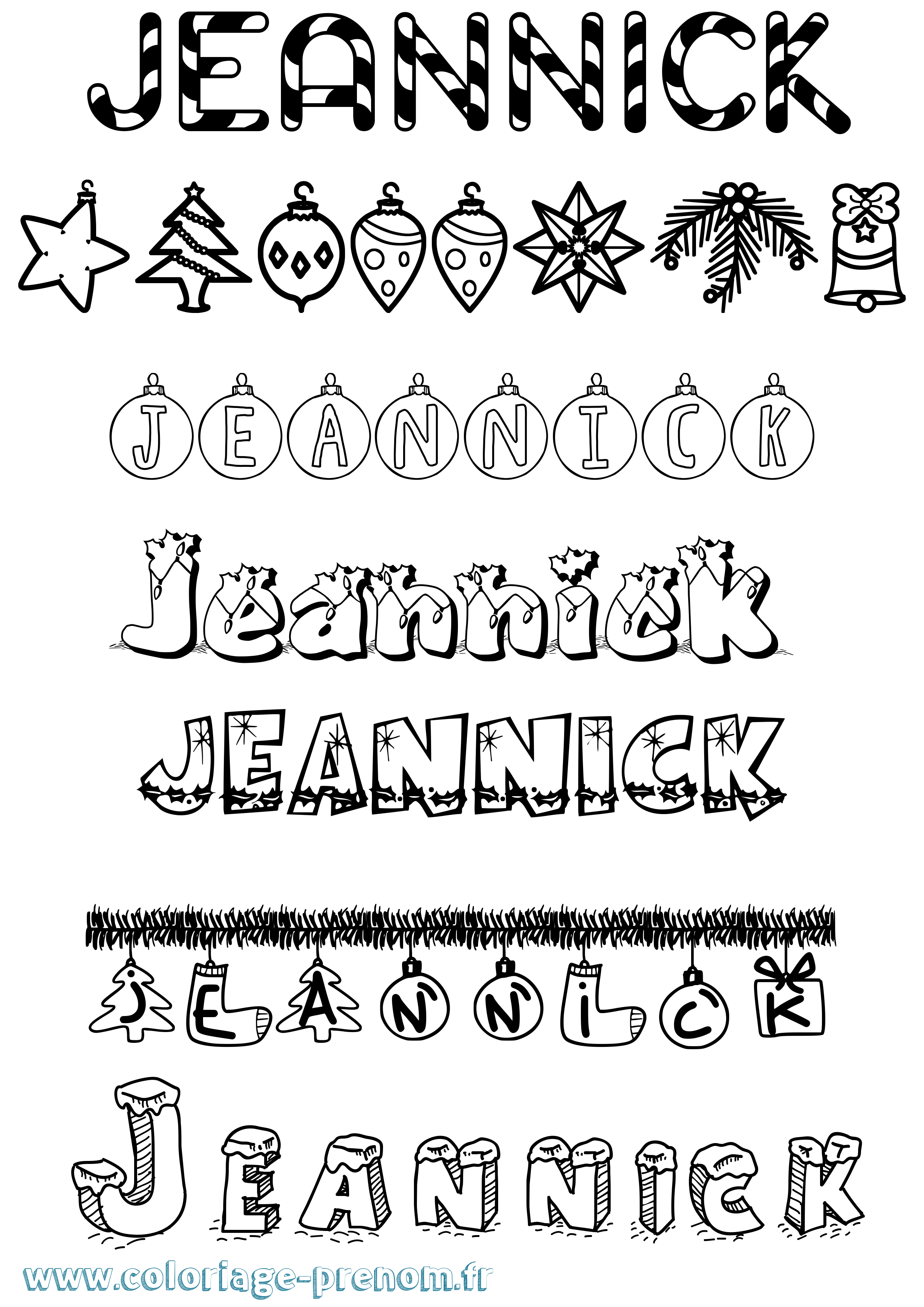 Coloriage Jeannick Noël Coloriage prénom Jeannick Noël