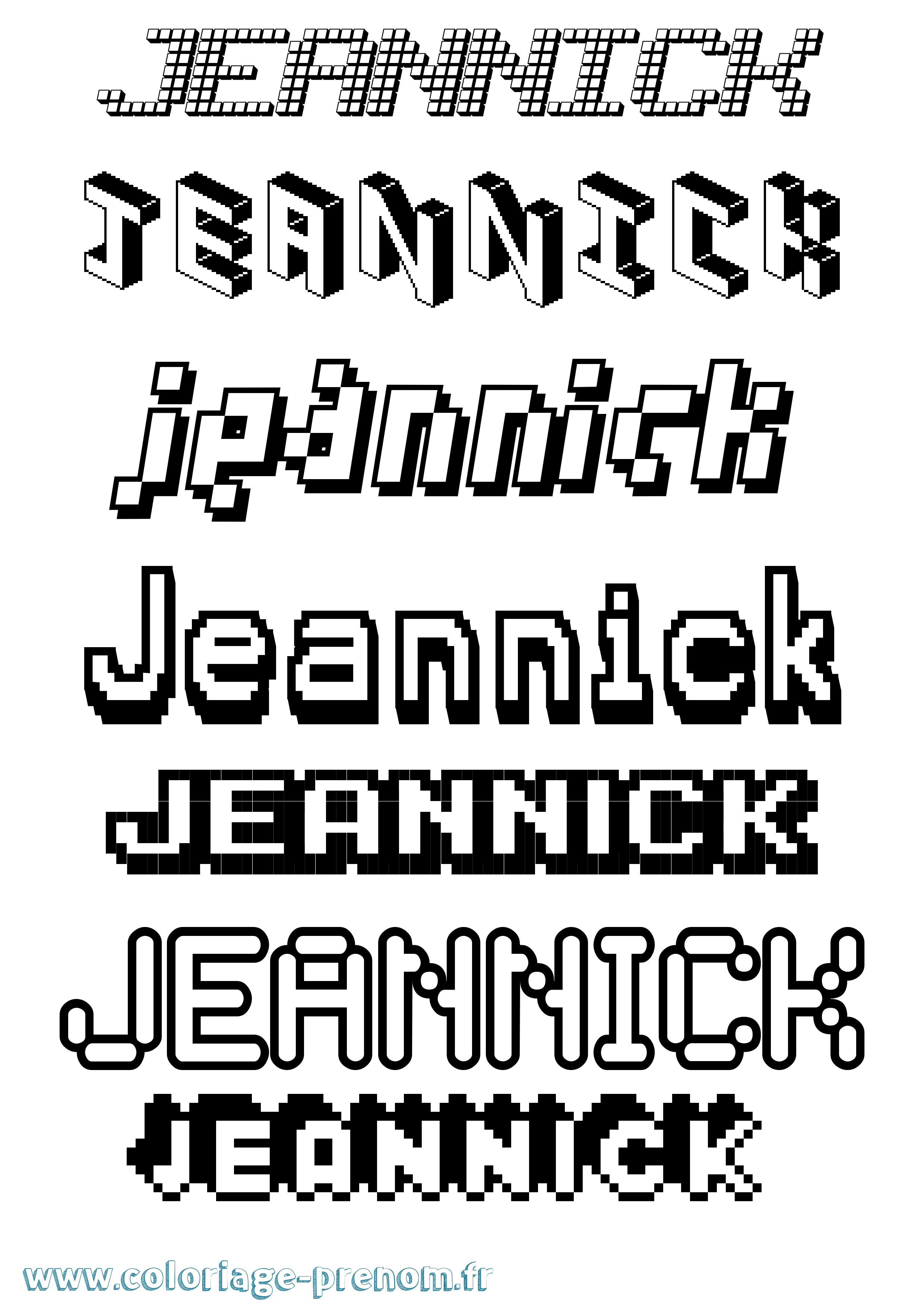 Coloriage Jeannick Pixel Coloriage prénom Jeannick Pixel