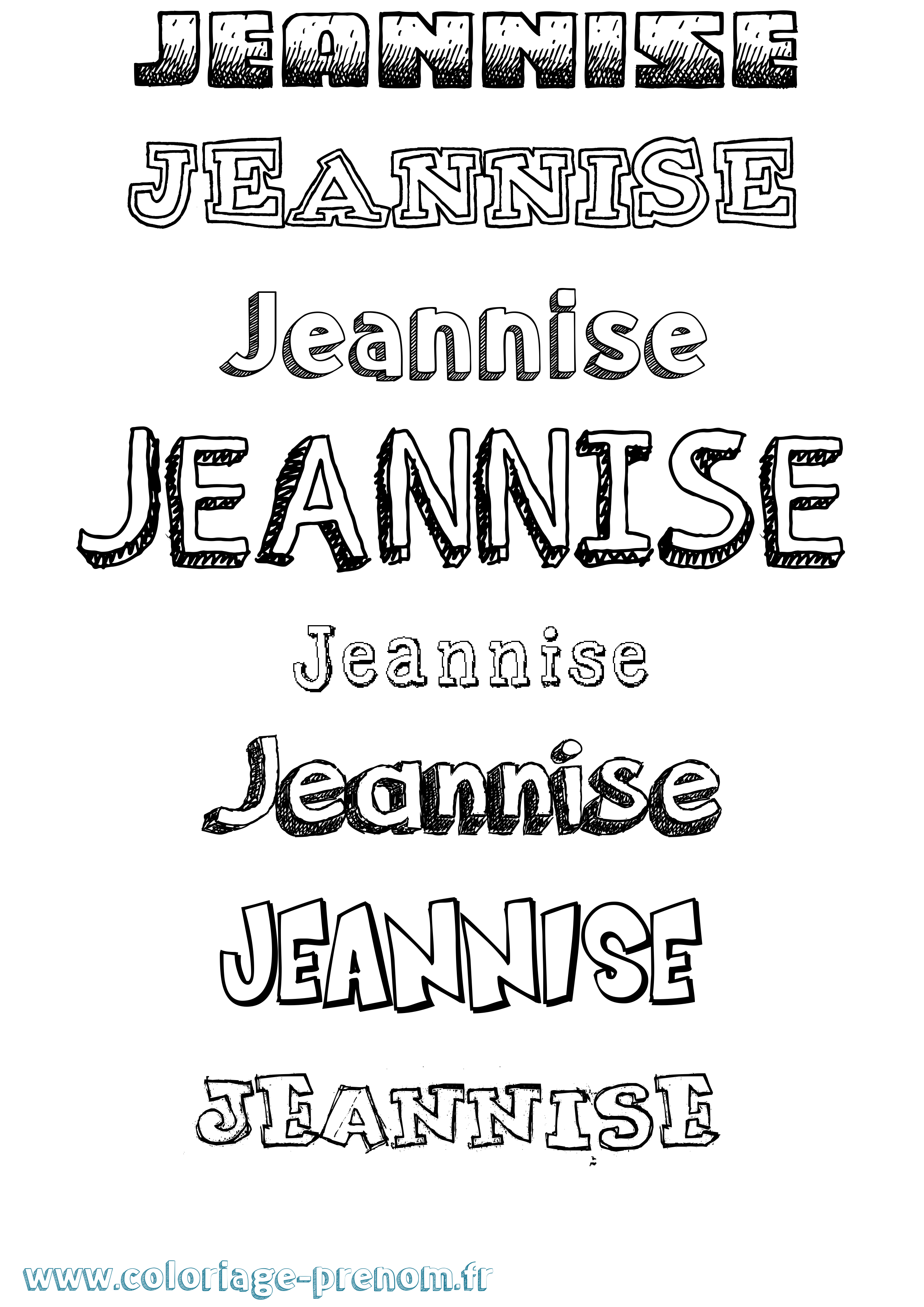 Coloriage Jeannise Dessiné Coloriage prénom Jeannise Dessiné