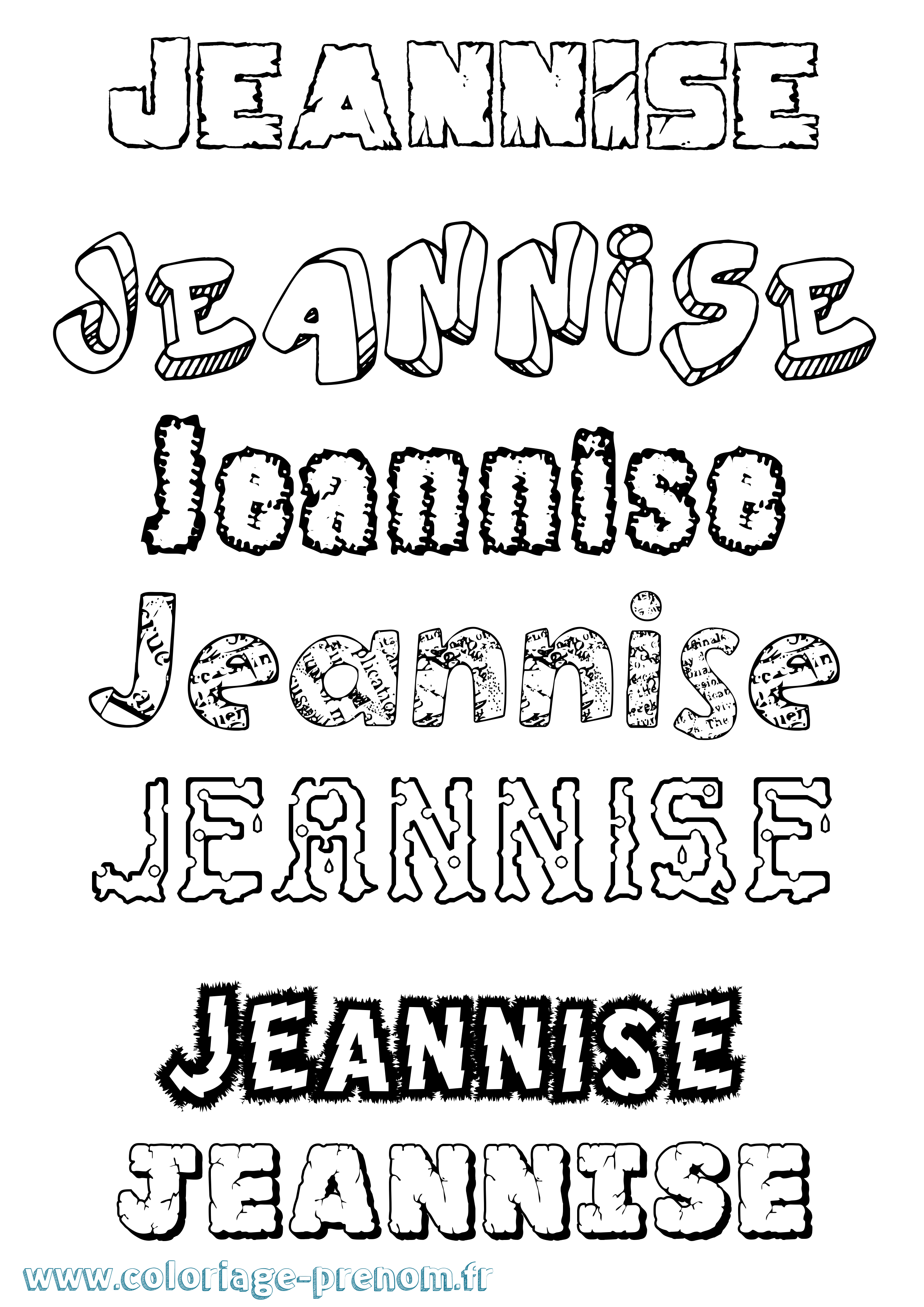 Coloriage Jeannise Destructuré Coloriage prénom Jeannise Destructuré