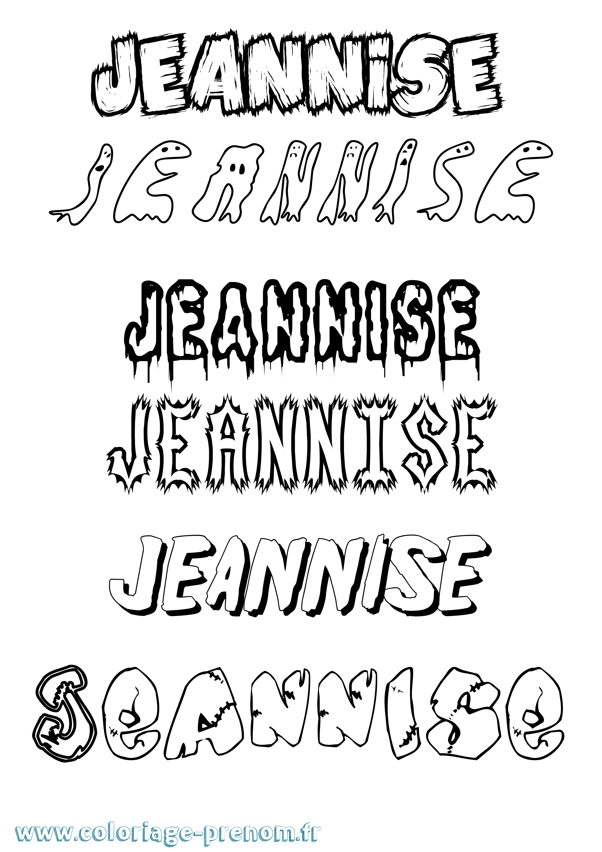 Coloriage Jeannise Frisson Coloriage prénom Jeannise Frisson