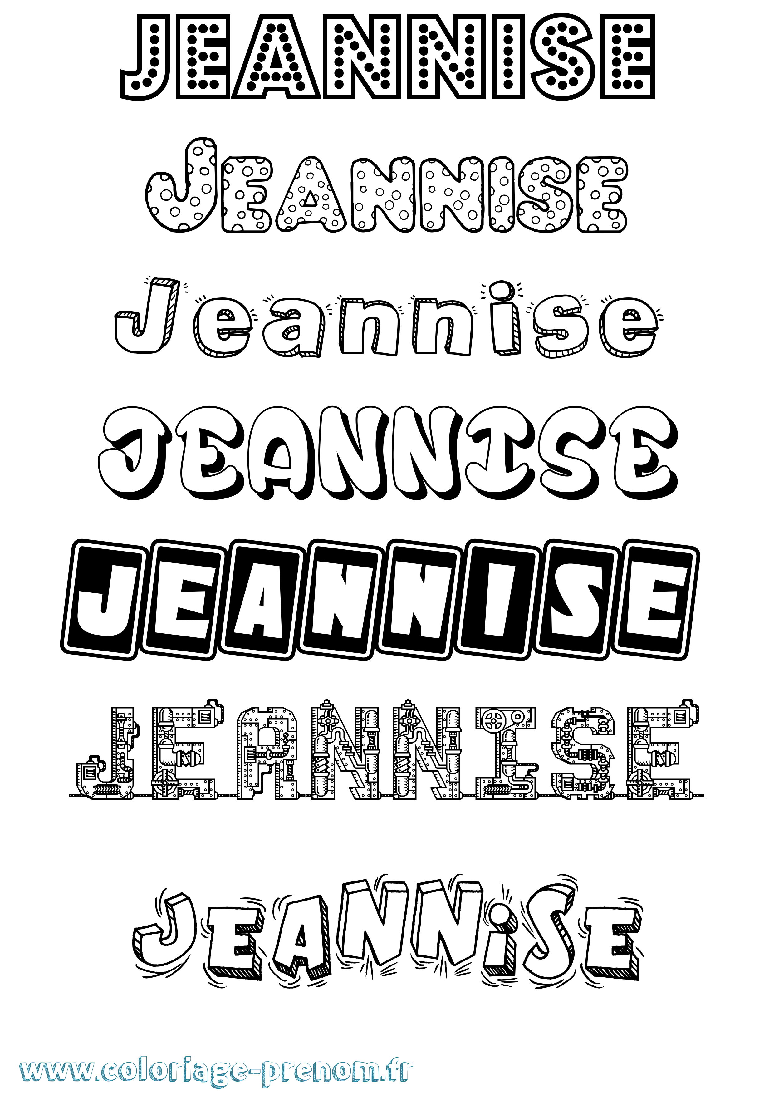 Coloriage Jeannise Fun Coloriage prénom Jeannise Fun
