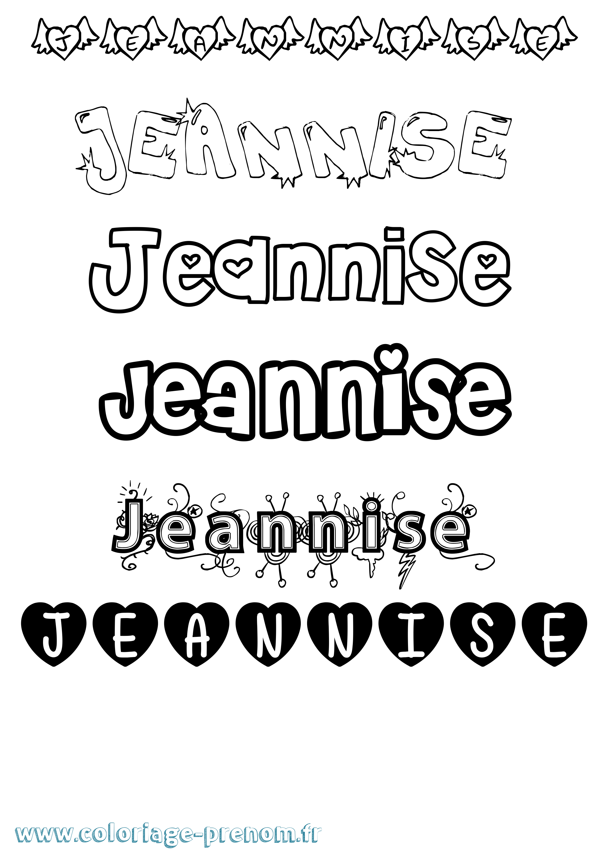 Coloriage Jeannise Girly Coloriage prénom Jeannise Girly