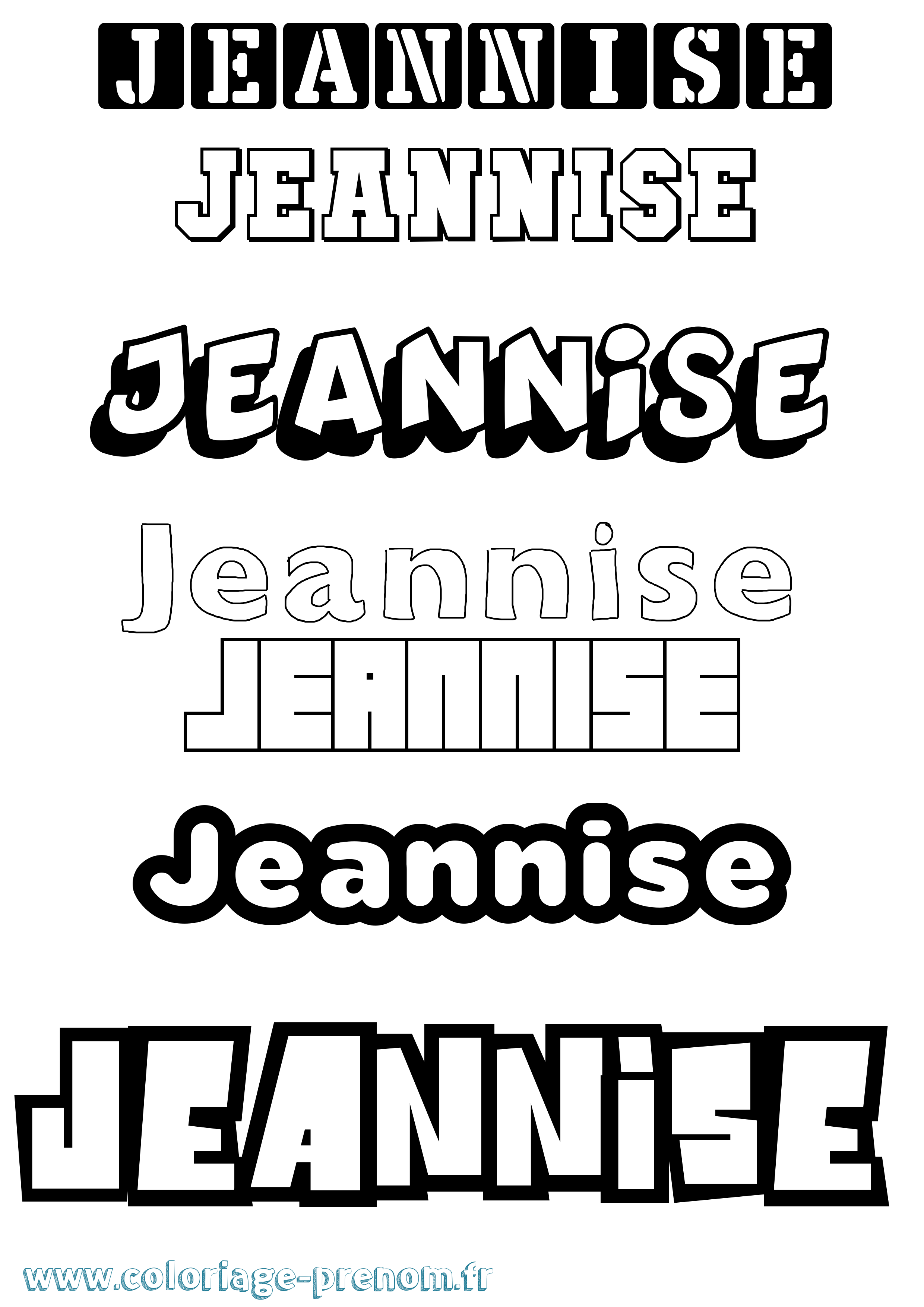 Coloriage Jeannise Simple Coloriage prénom Jeannise Simple
