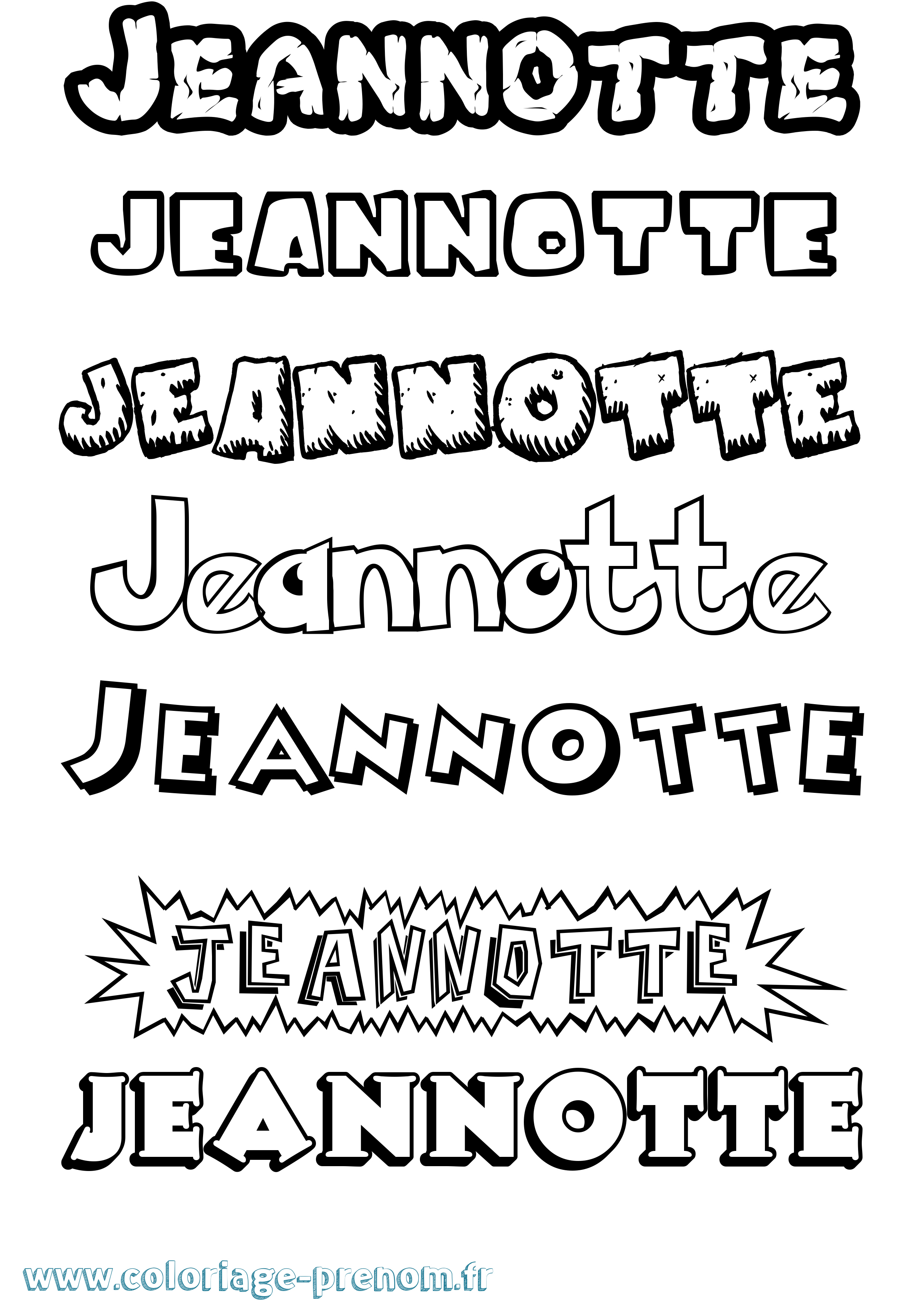 Coloriage Jeannotte Dessin Animé Coloriage prénom Jeannotte Dessin Animé