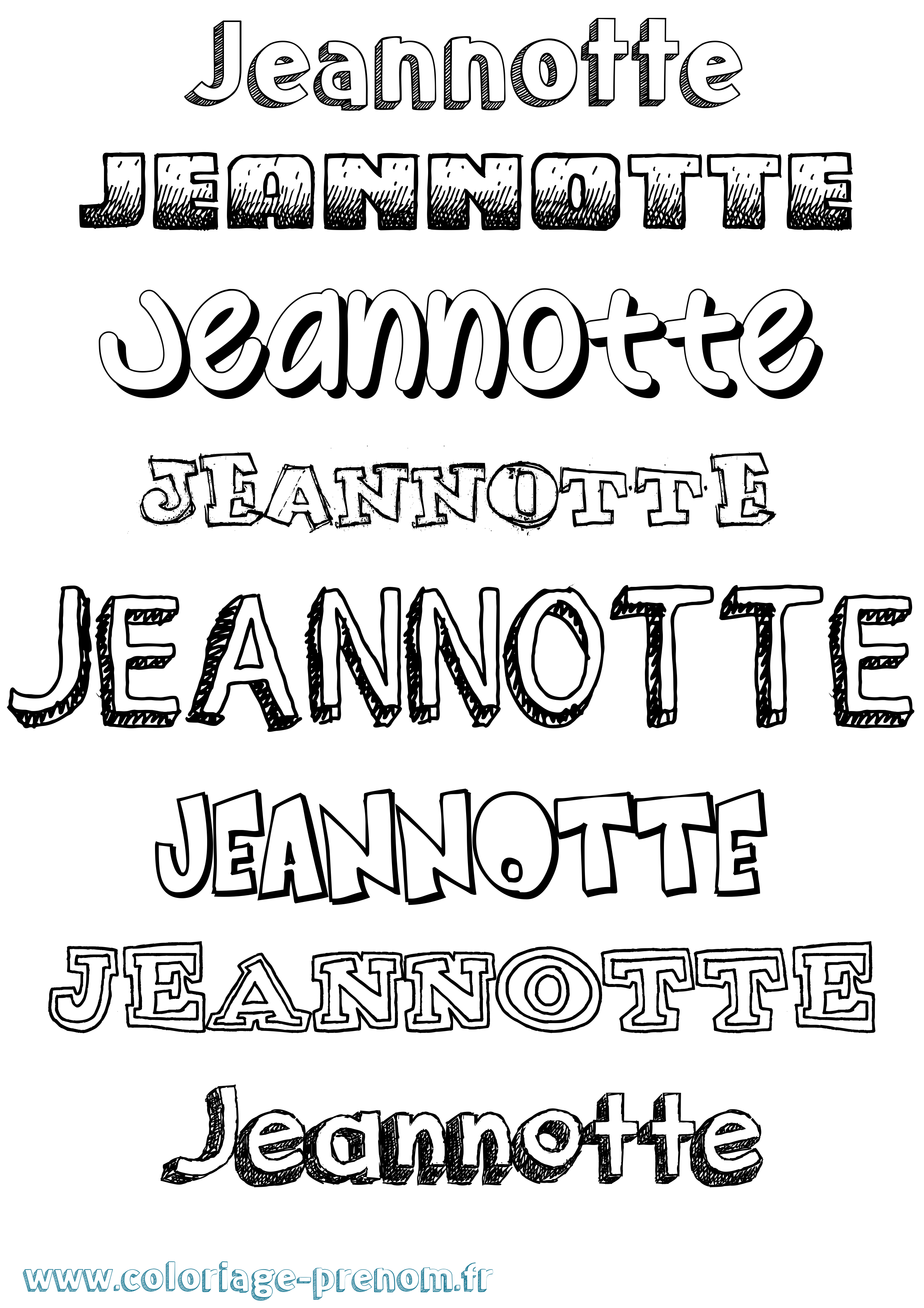 Coloriage Jeannotte Dessiné Coloriage prénom Jeannotte Dessiné