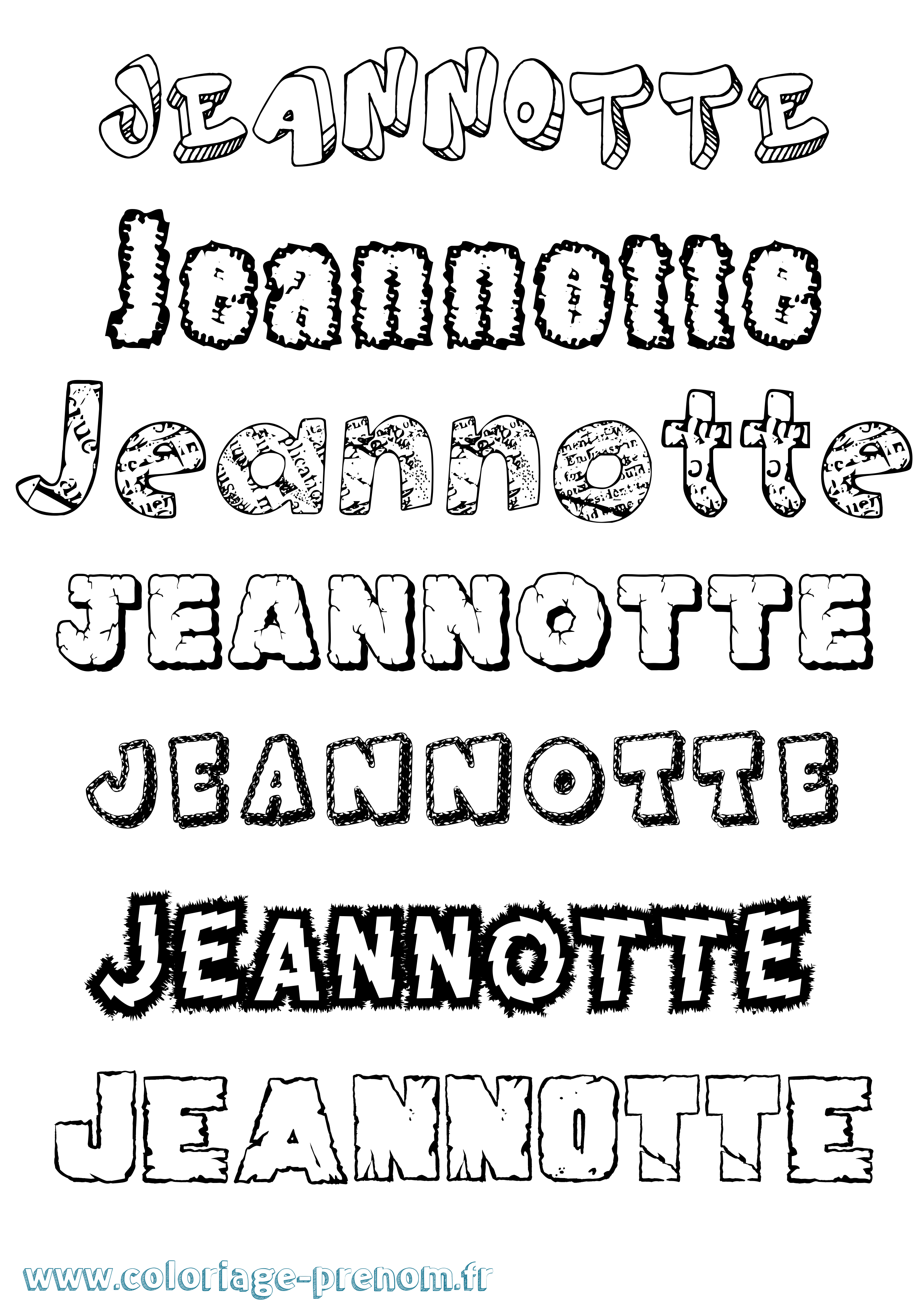 Coloriage Jeannotte Destructuré Coloriage prénom Jeannotte Destructuré