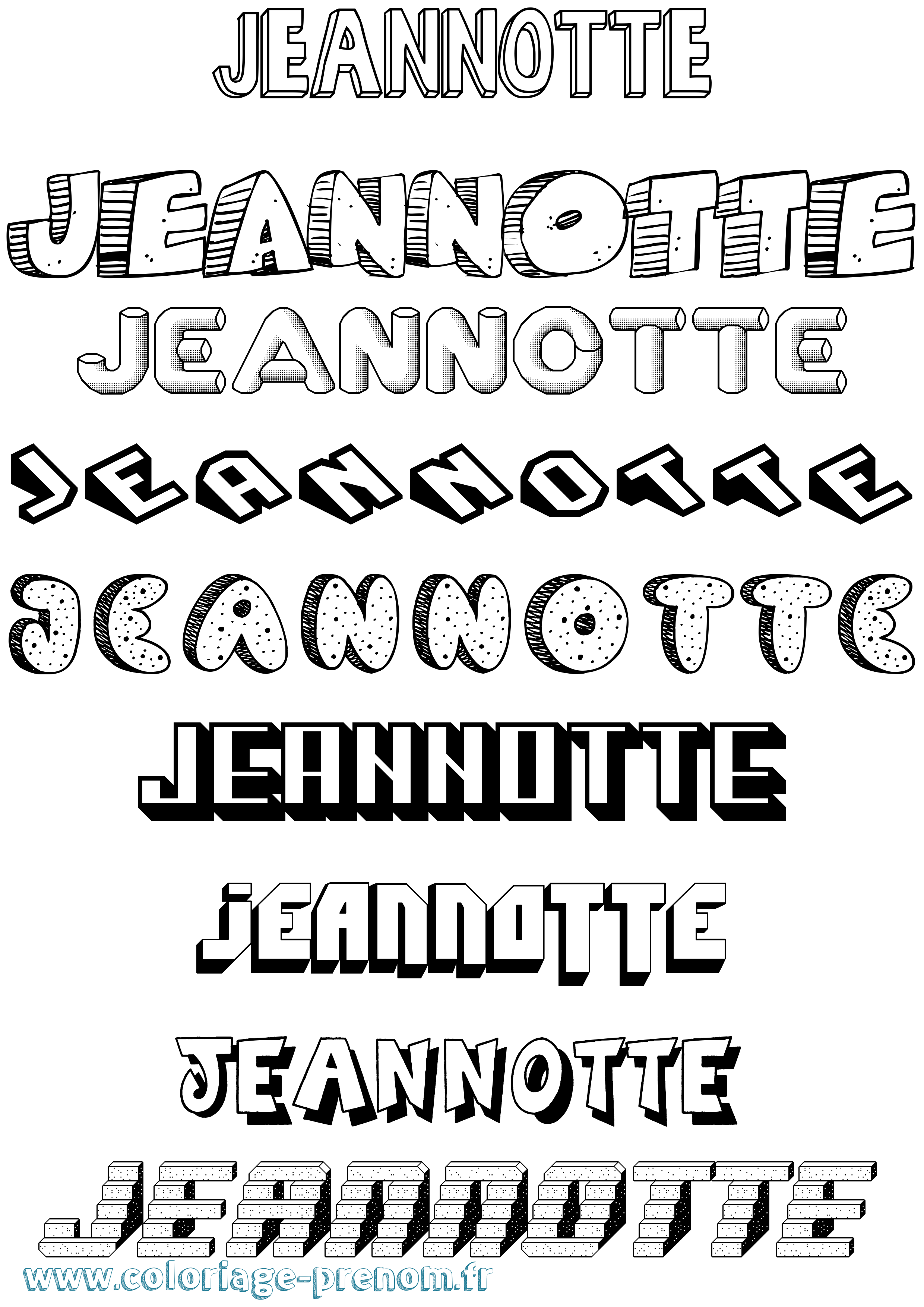 Coloriage Jeannotte Effet 3D Coloriage prénom Jeannotte Effet 3D