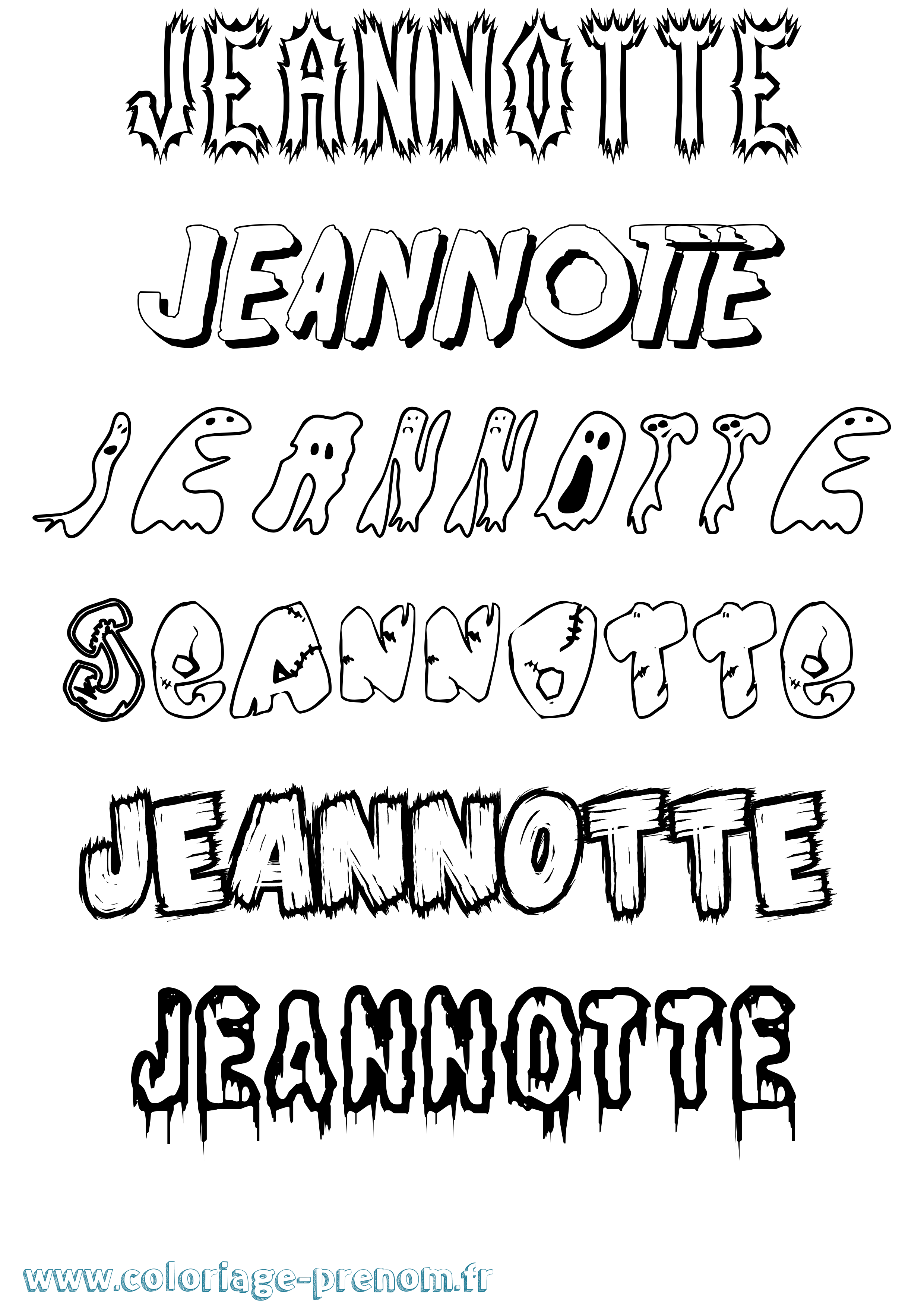 Coloriage Jeannotte Frisson Coloriage prénom Jeannotte Frisson