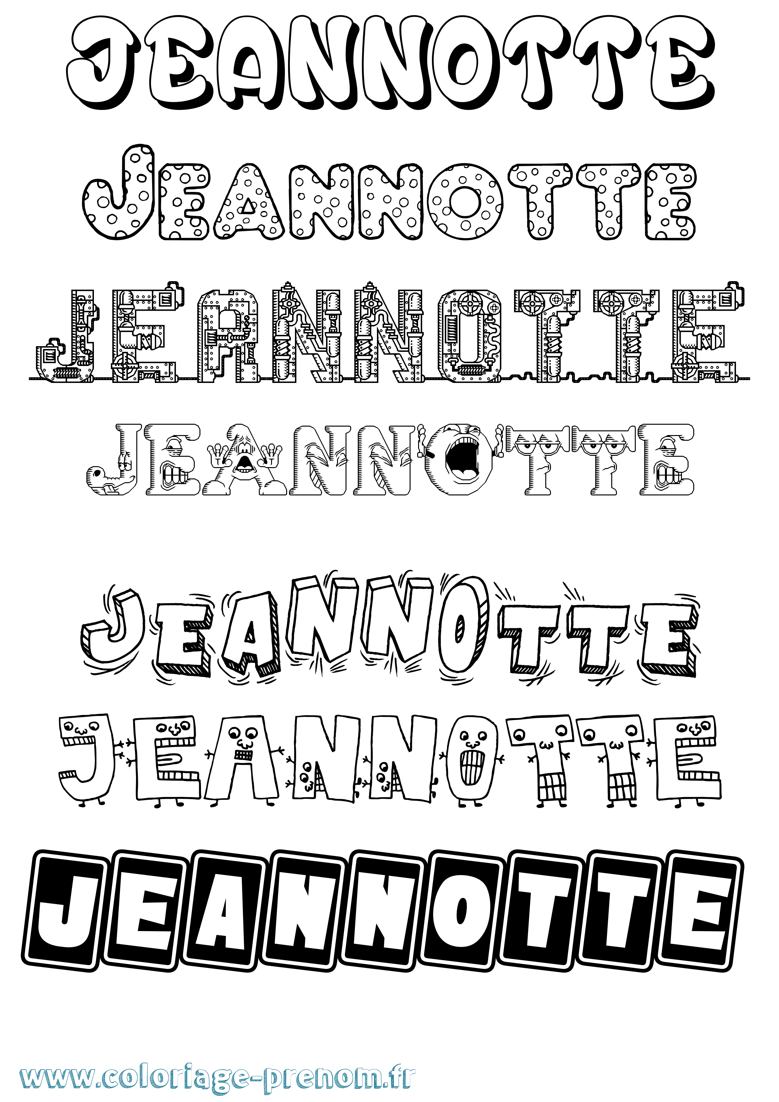 Coloriage Jeannotte Fun Coloriage prénom Jeannotte Fun