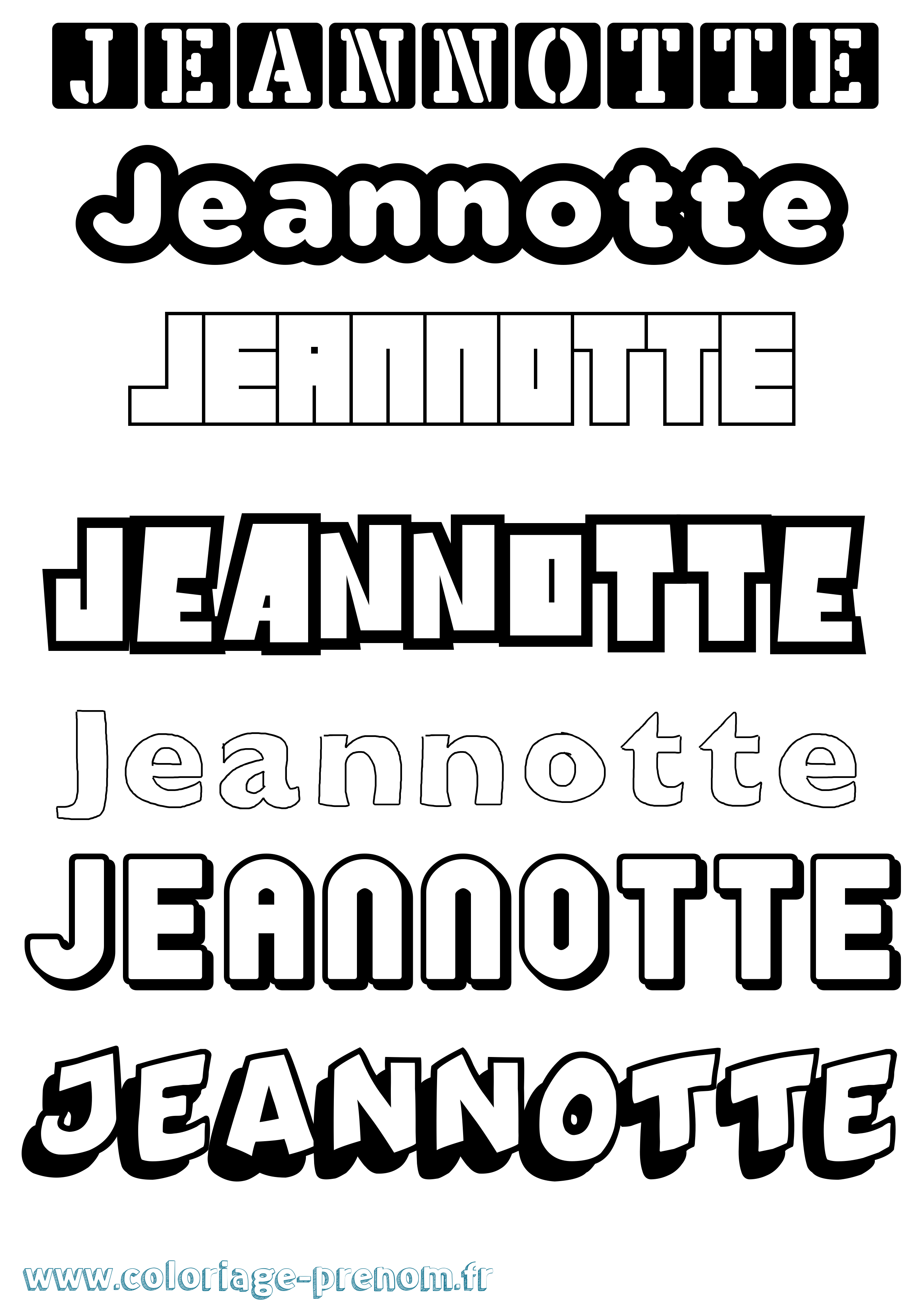 Coloriage Jeannotte Simple Coloriage prénom Jeannotte Simple