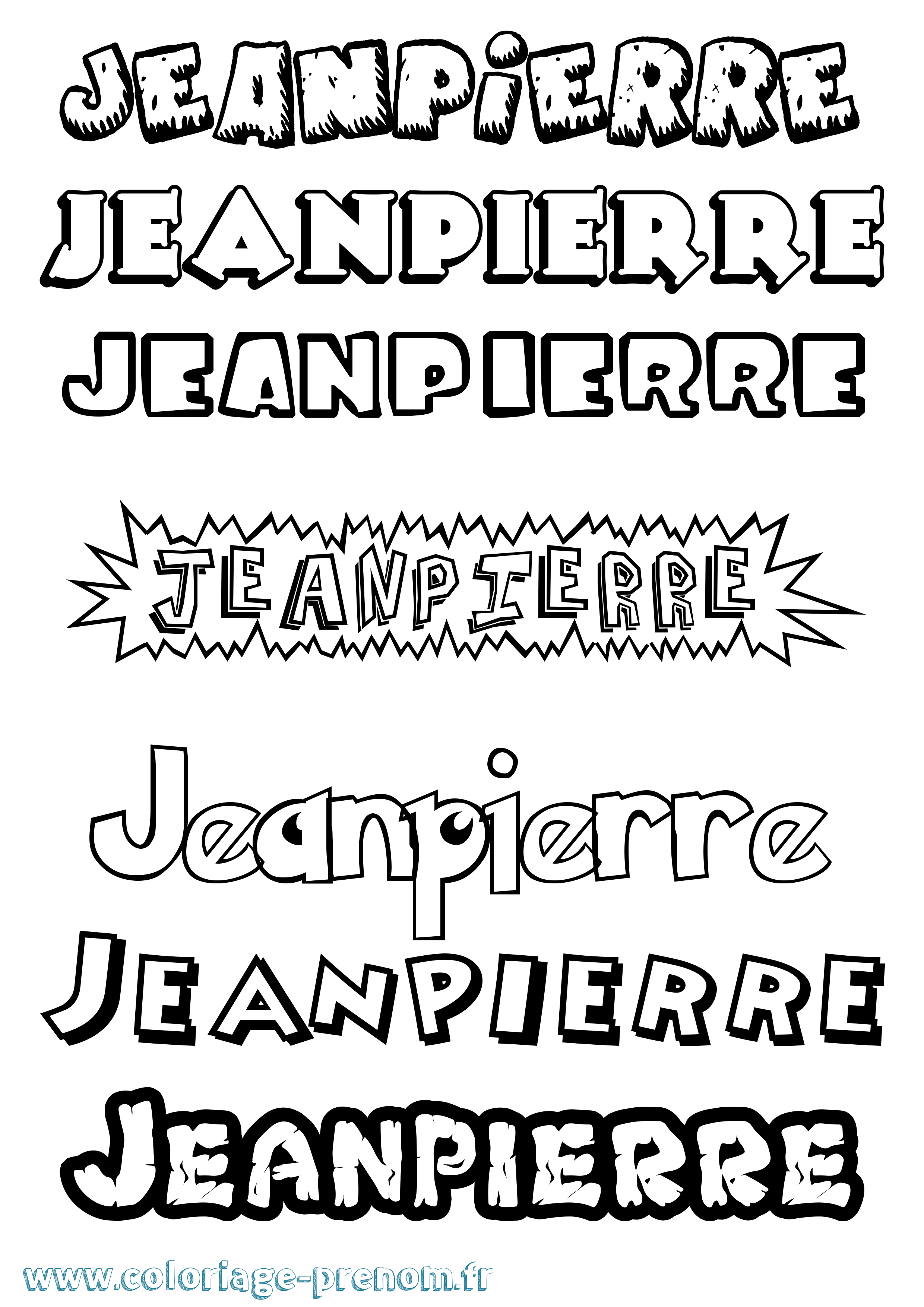 Coloriage Jeanpierre Dessin Animé Coloriage prénom Jeanpierre Dessin Animé