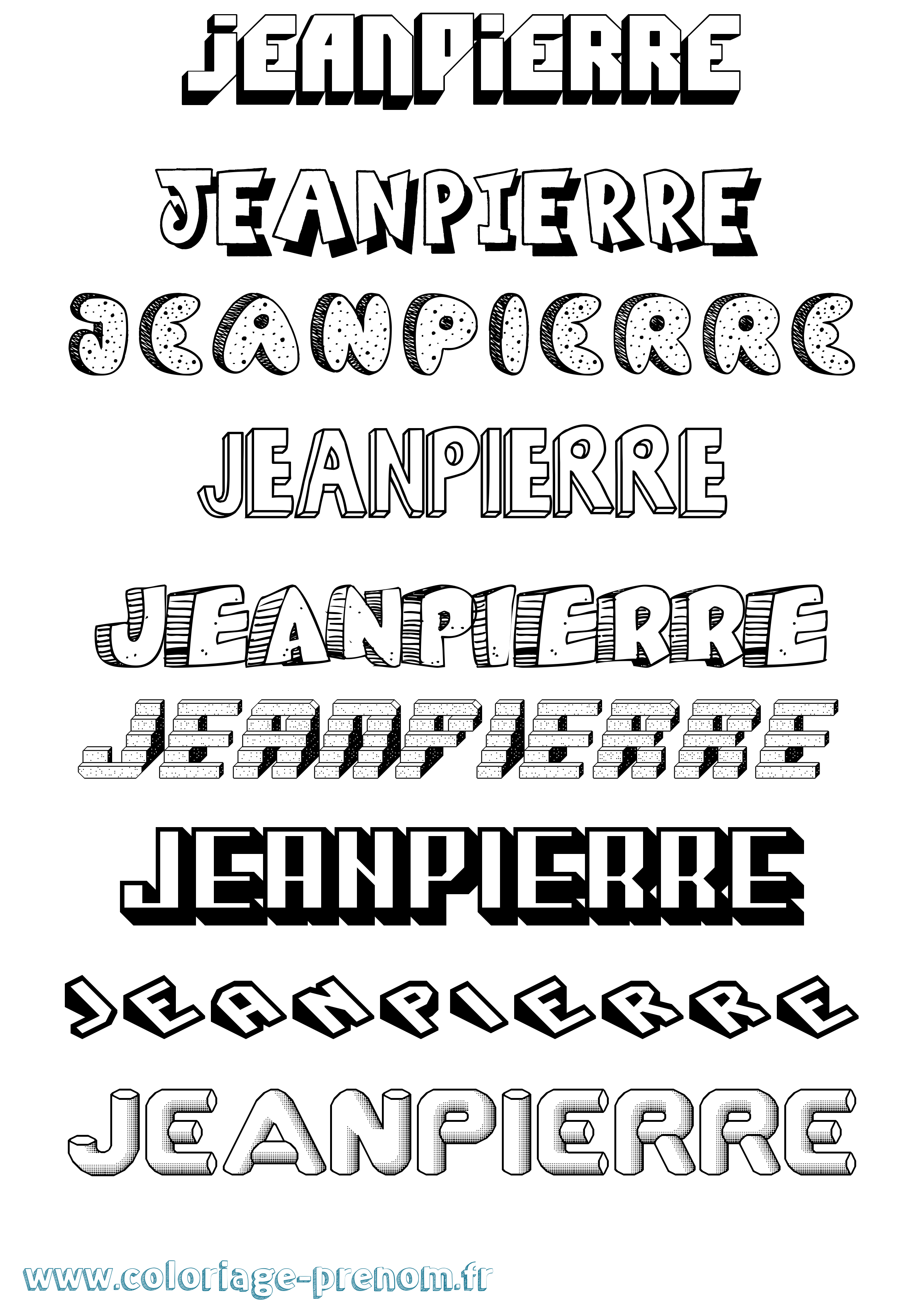 Coloriage Jeanpierre Effet 3D Coloriage prénom Jeanpierre Effet 3D