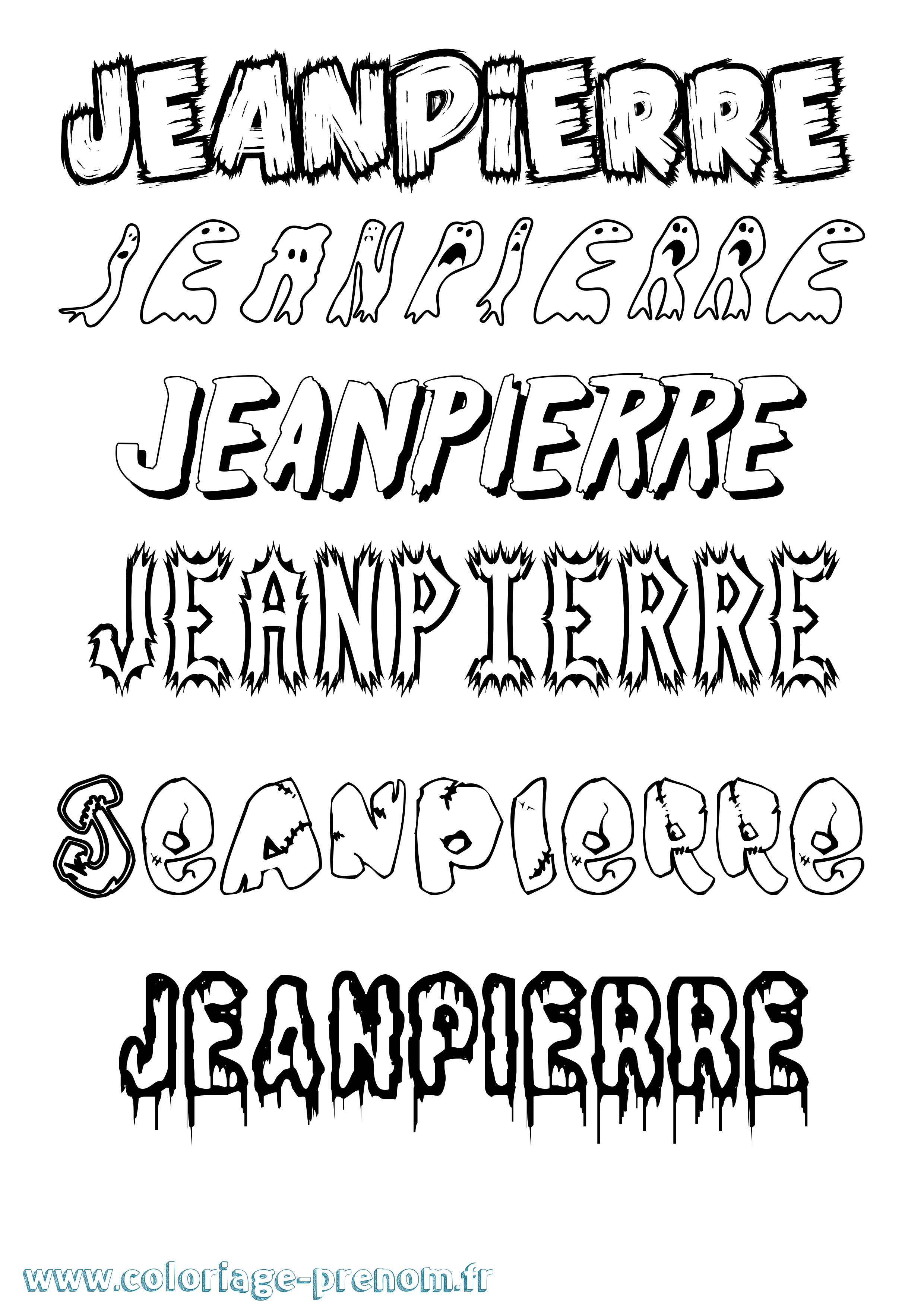 Coloriage Jeanpierre Frisson Coloriage prénom Jeanpierre Frisson