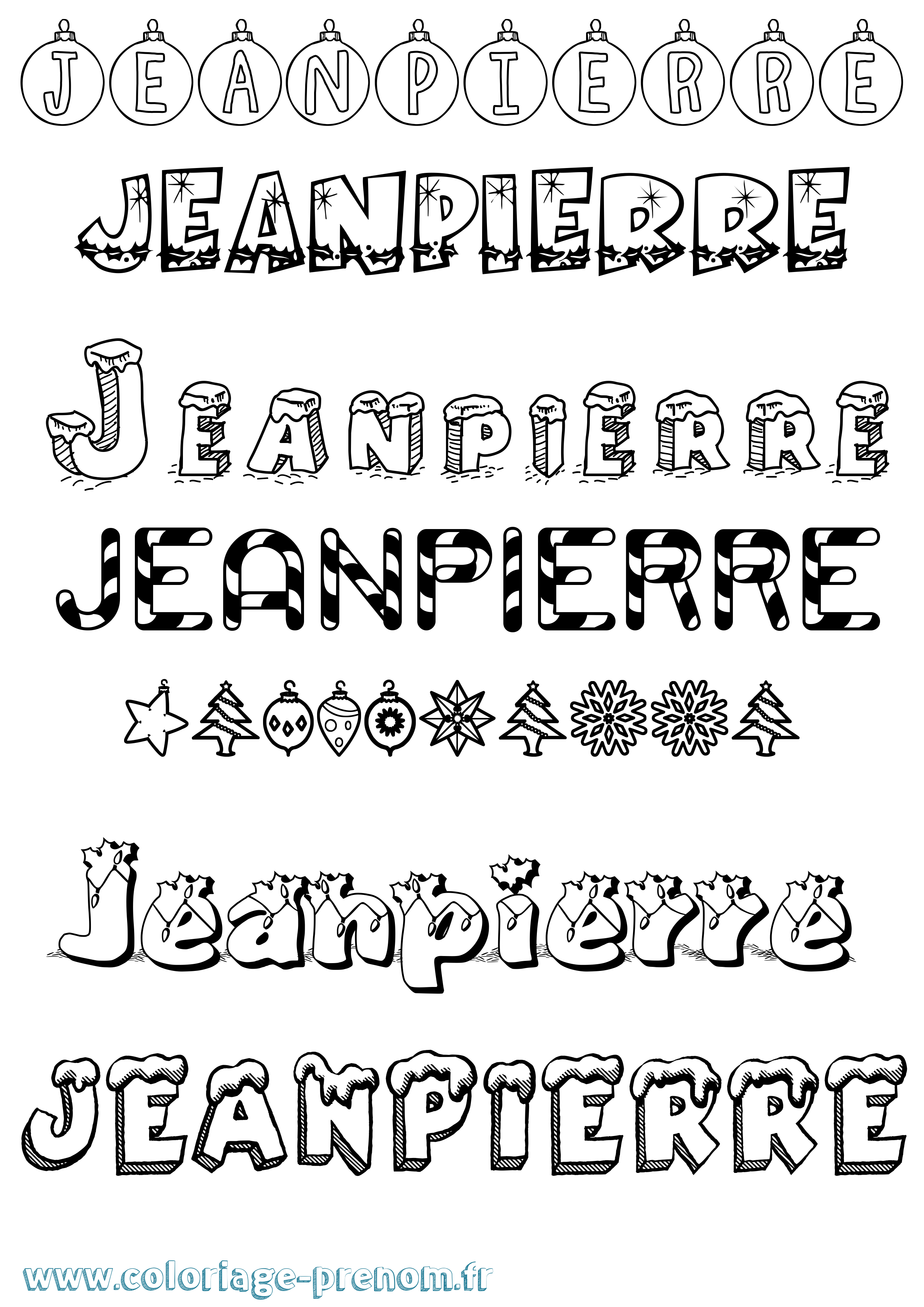 Coloriage Jeanpierre Noël Coloriage prénom Jeanpierre Noël
