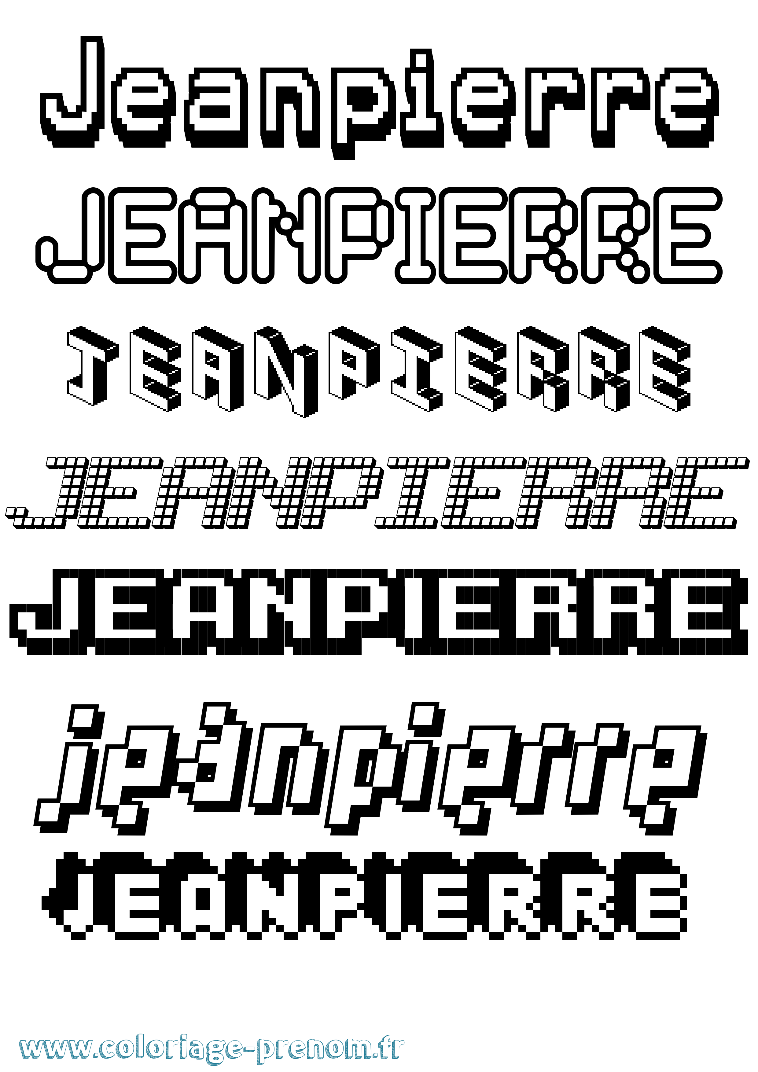 Coloriage Jeanpierre Pixel Coloriage prénom Jeanpierre Pixel