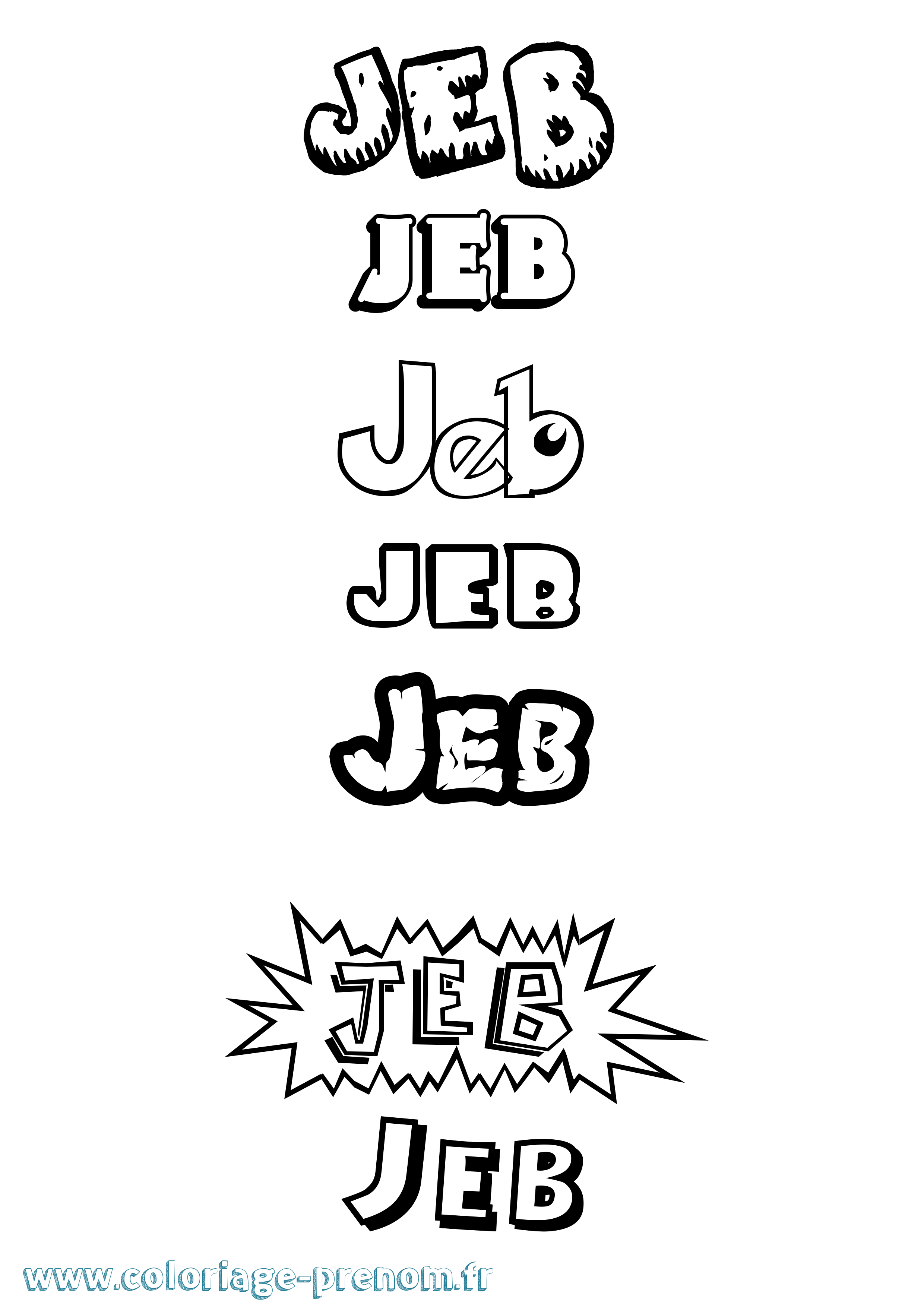 Coloriage Jeb Dessin Animé Coloriage prénom Jeb Dessin Animé