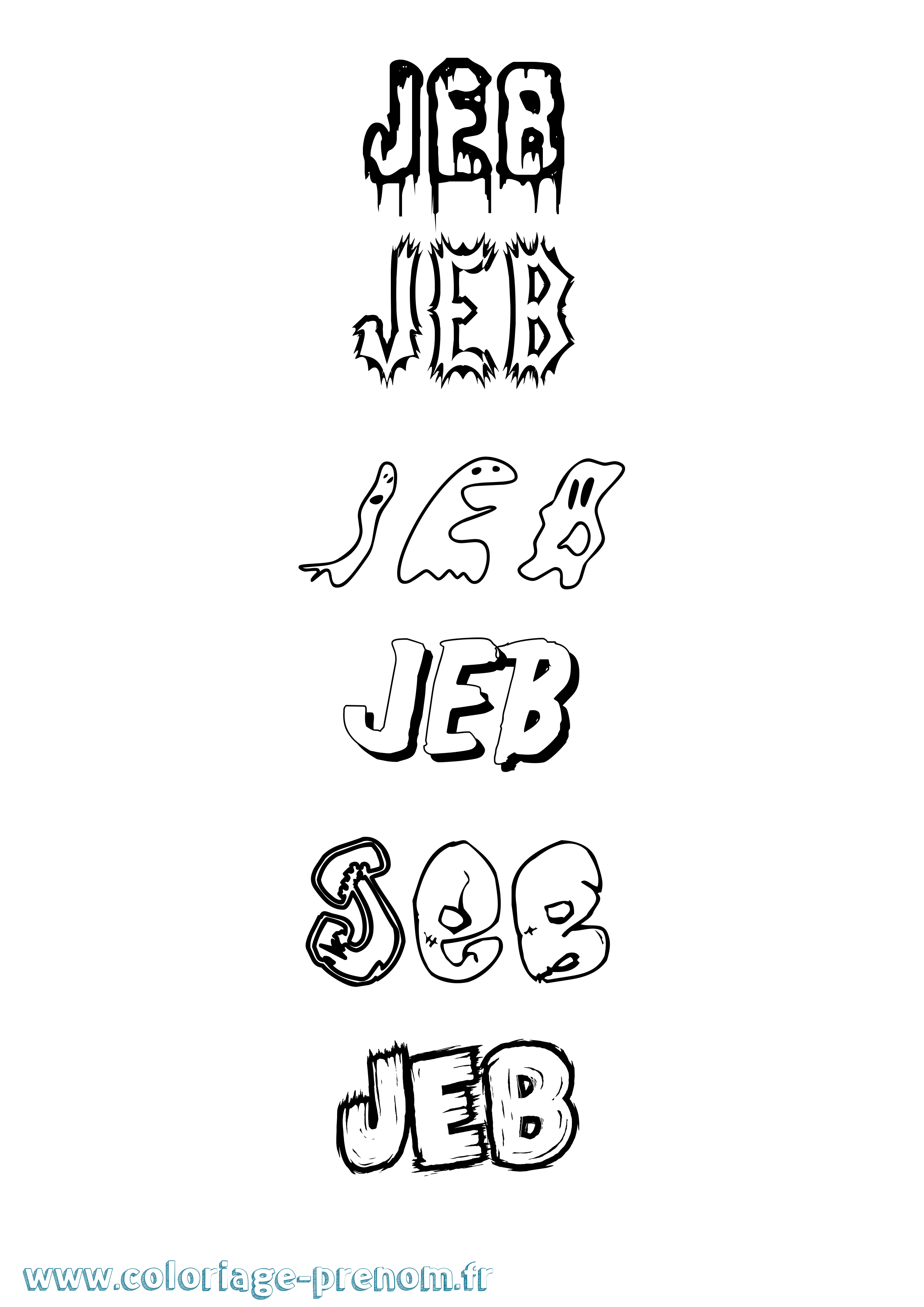 Coloriage Jeb Frisson Coloriage prénom Jeb Frisson